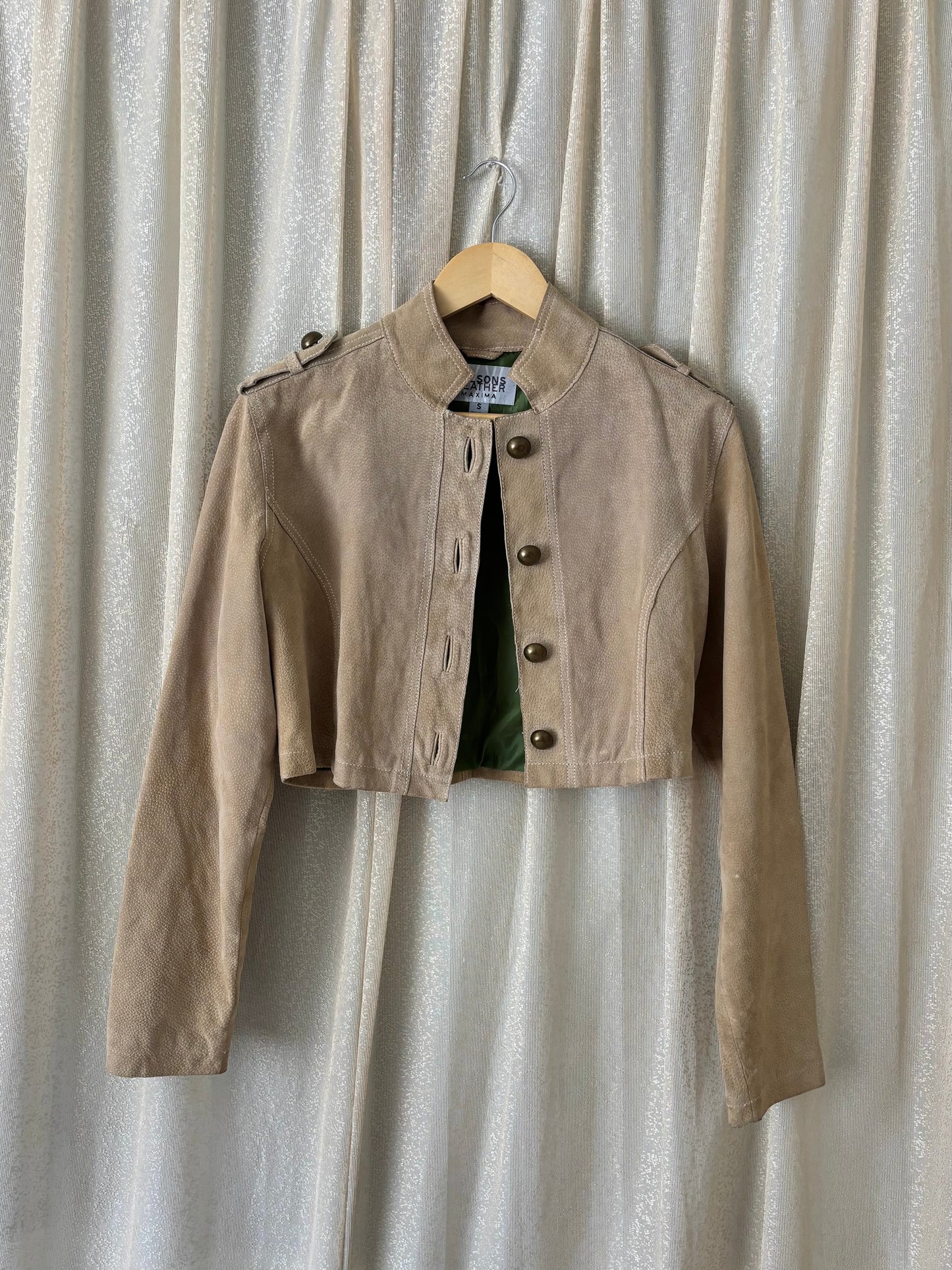90s/00s Wilsons Maxima suede cropped military jacket