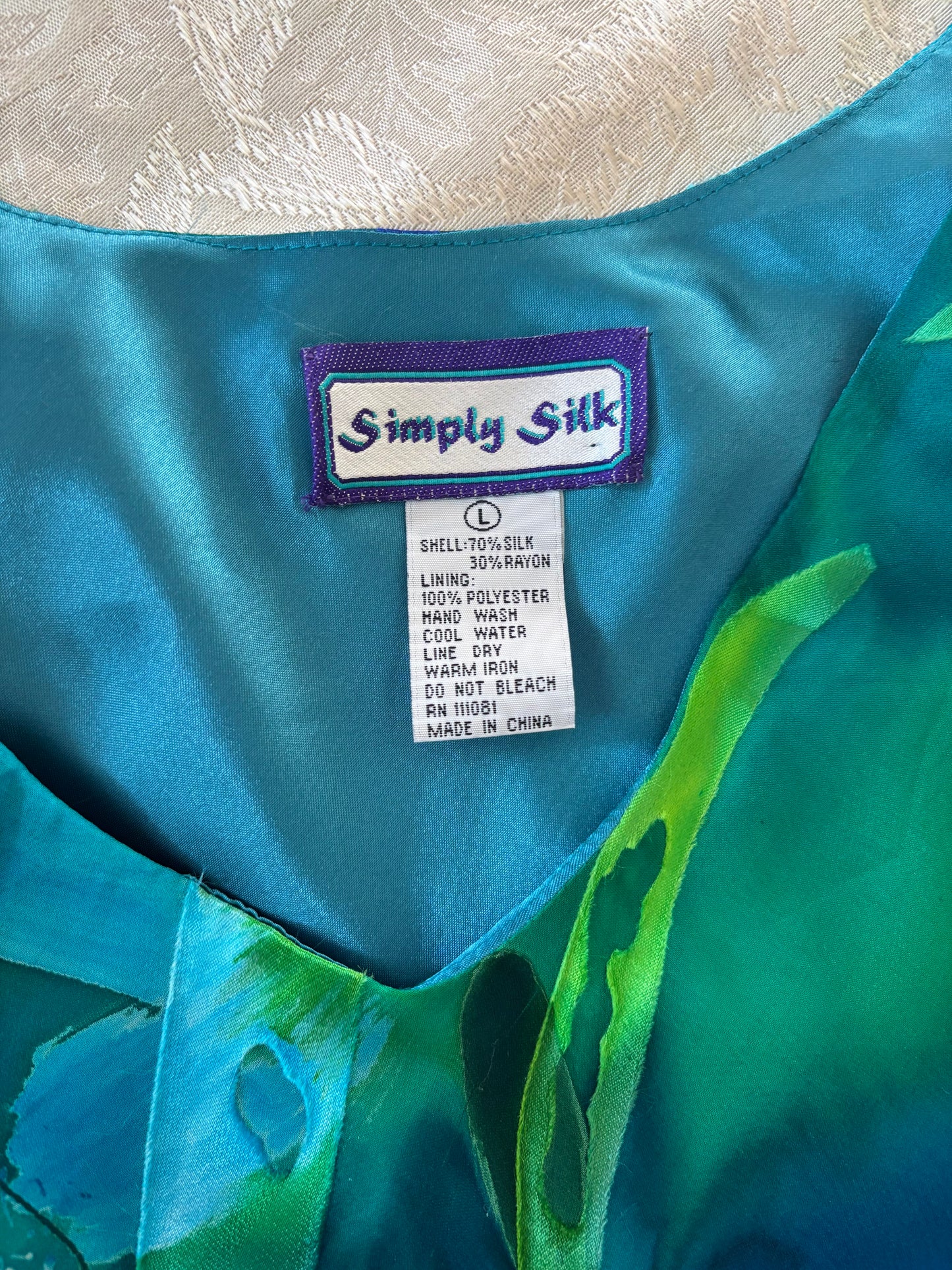 90s silk watercolor floral dress