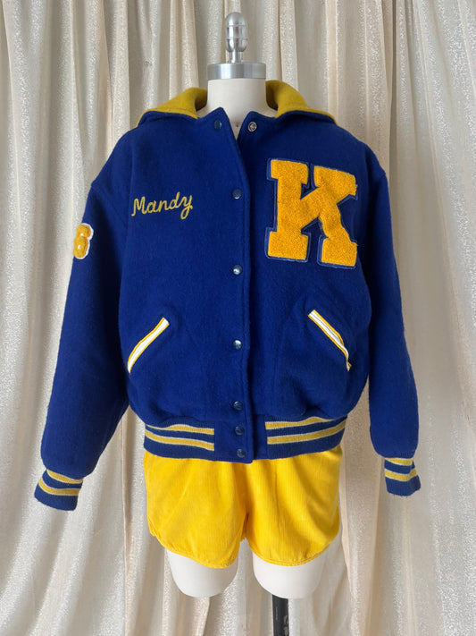 80s custom wool baseball patch varsity jacket