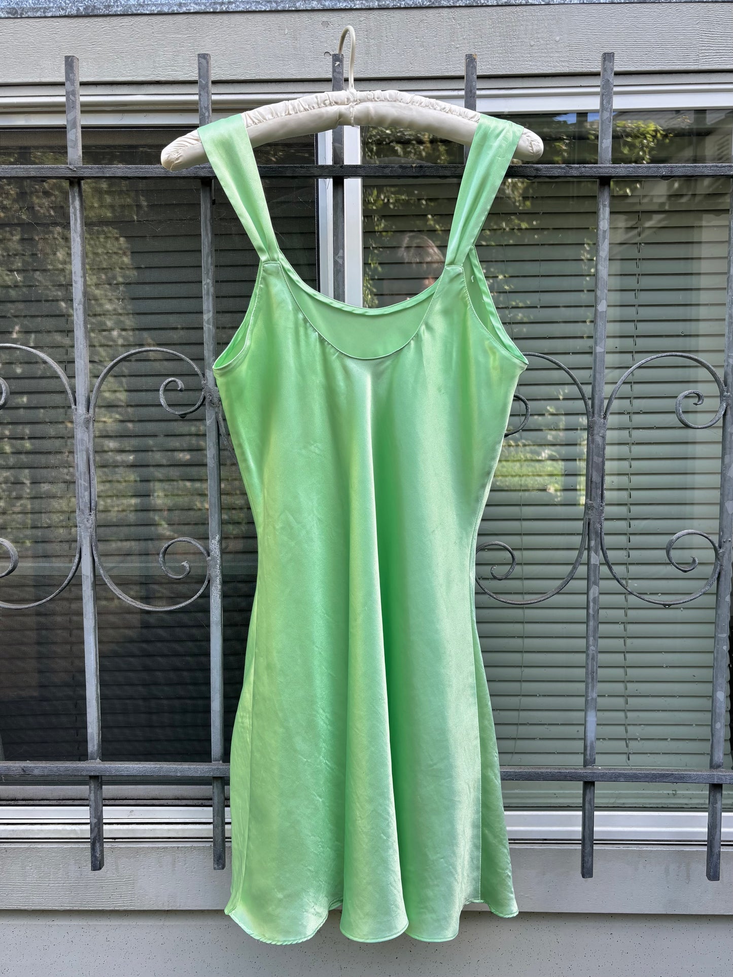 80s green floral slip