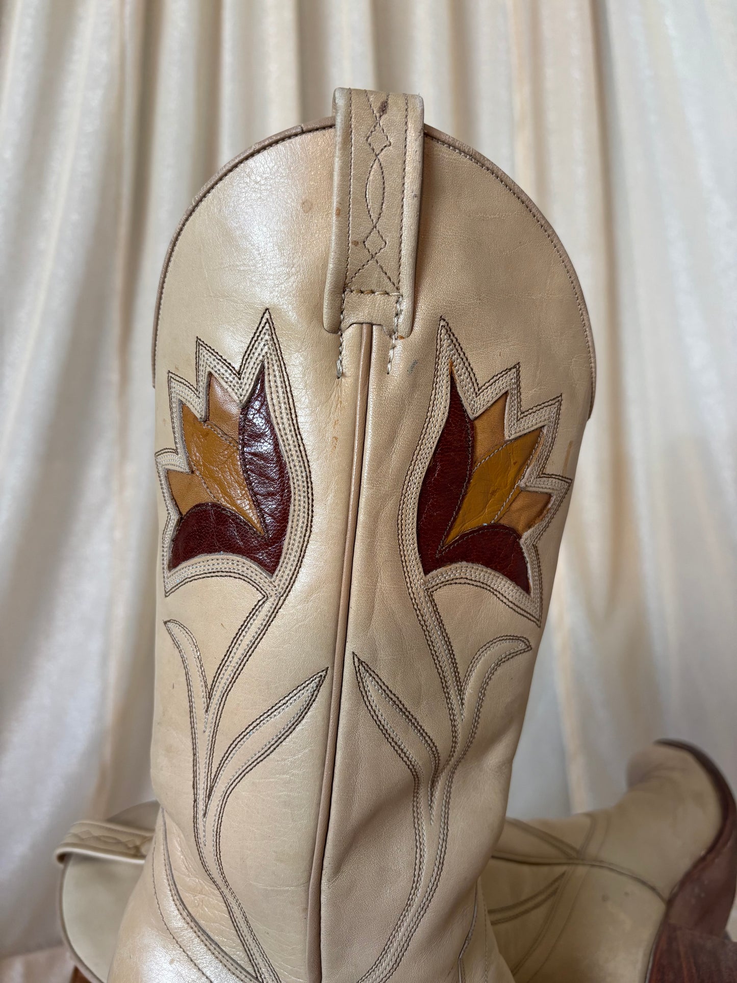 70s Dan Post leather tulip inlay Western boots
