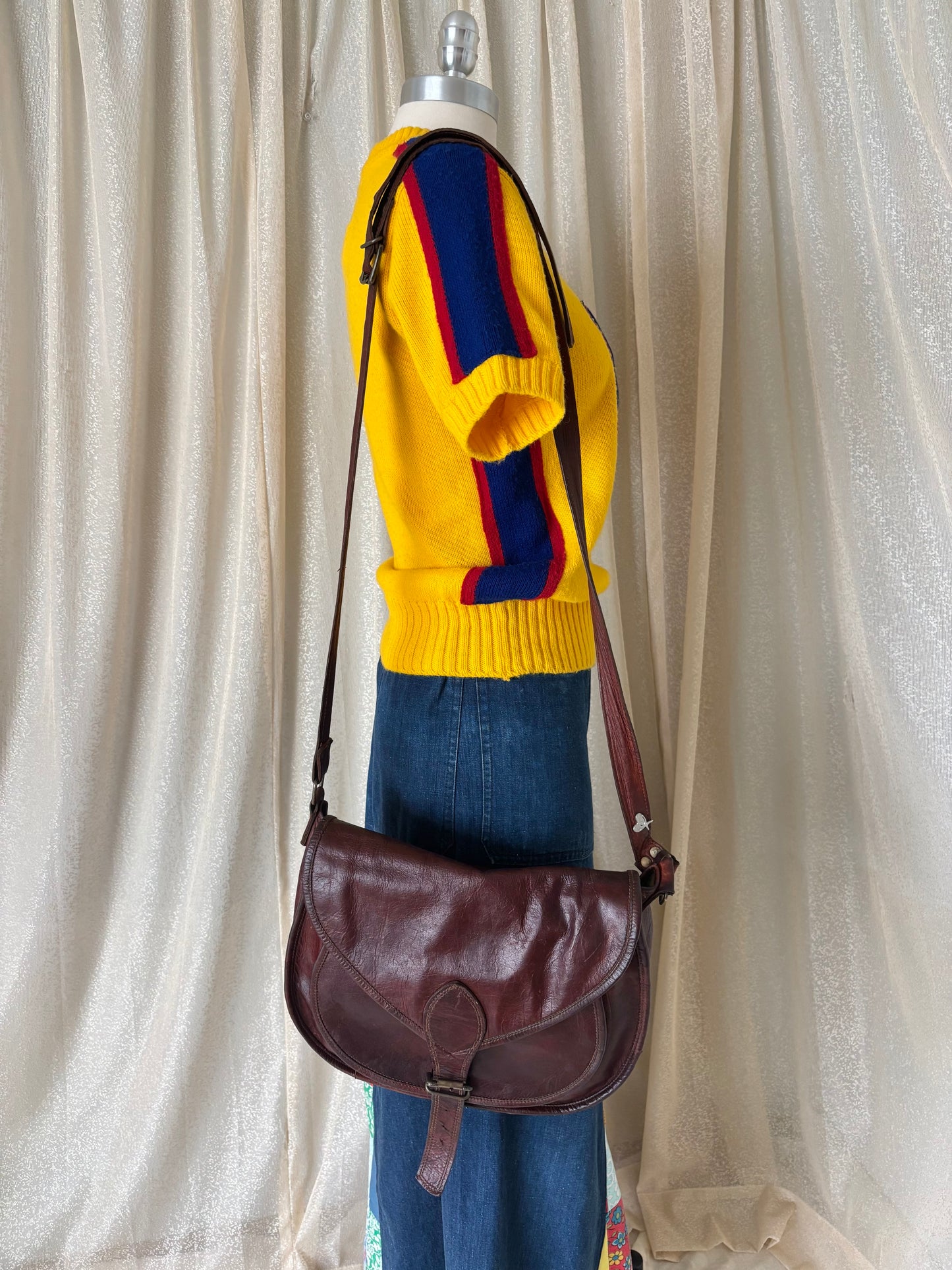 90s leather messenger crossbody with CASA pin