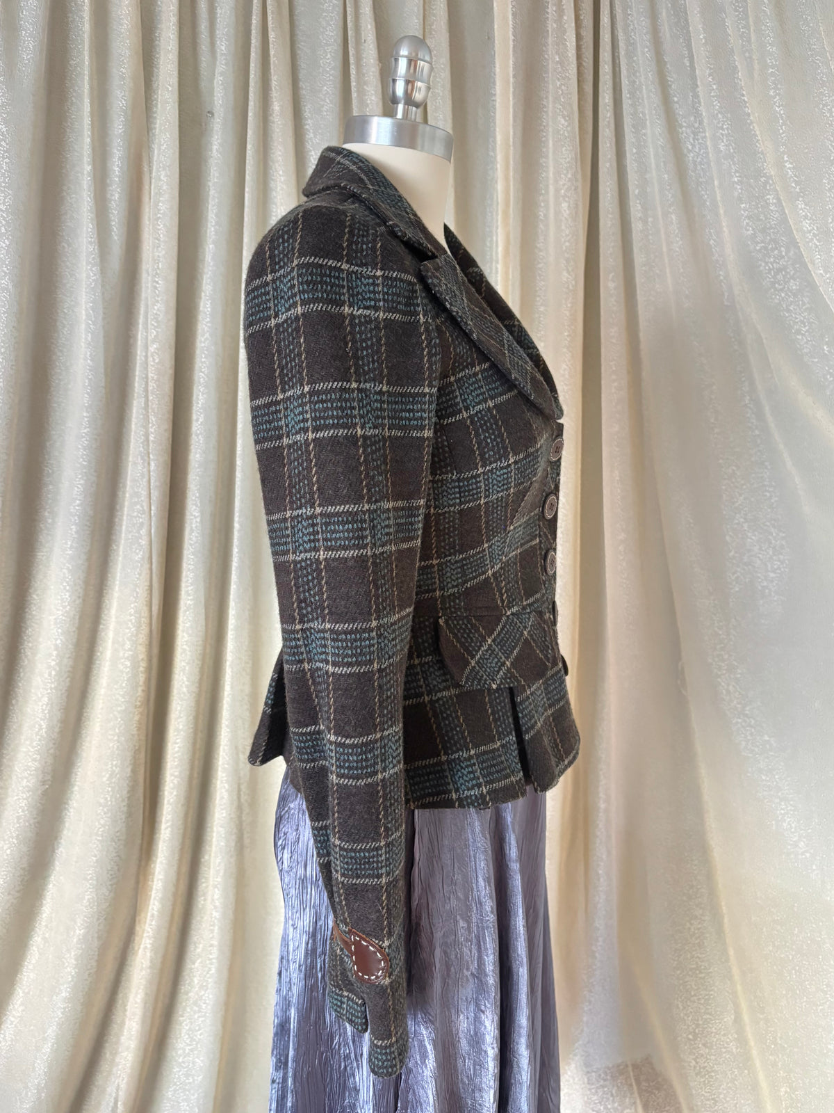 00s Nanette Lepore wool checkered blazer