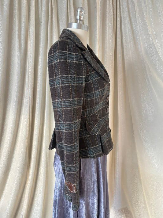 00s Nanette Lepore wool checkered blazer