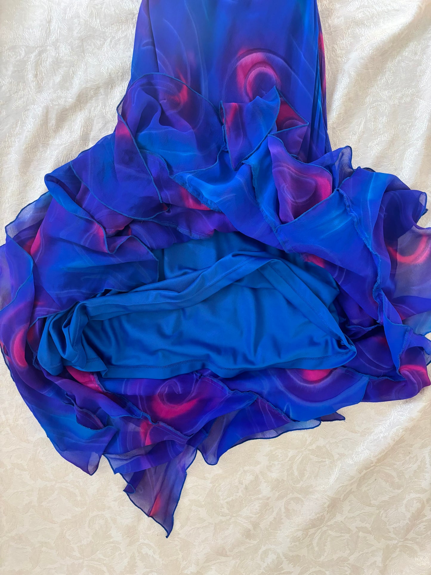 90s silk swirl maxi dress