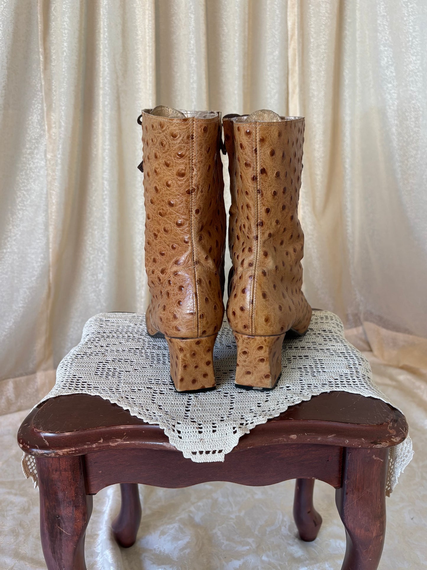 80s/90s genuine ostrich lace-up boots