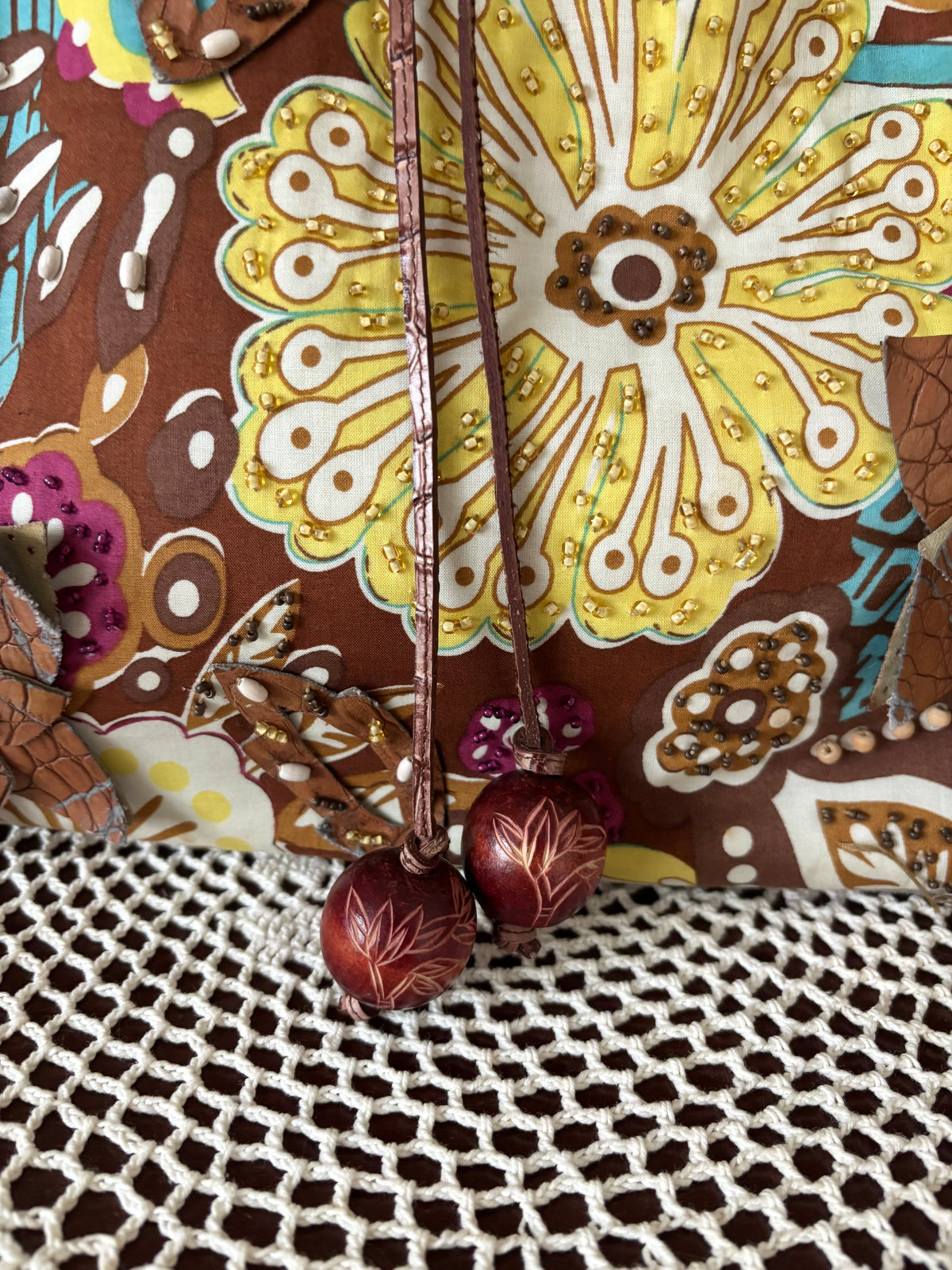 Vintage Mary Frances boho beaded shoulder bag