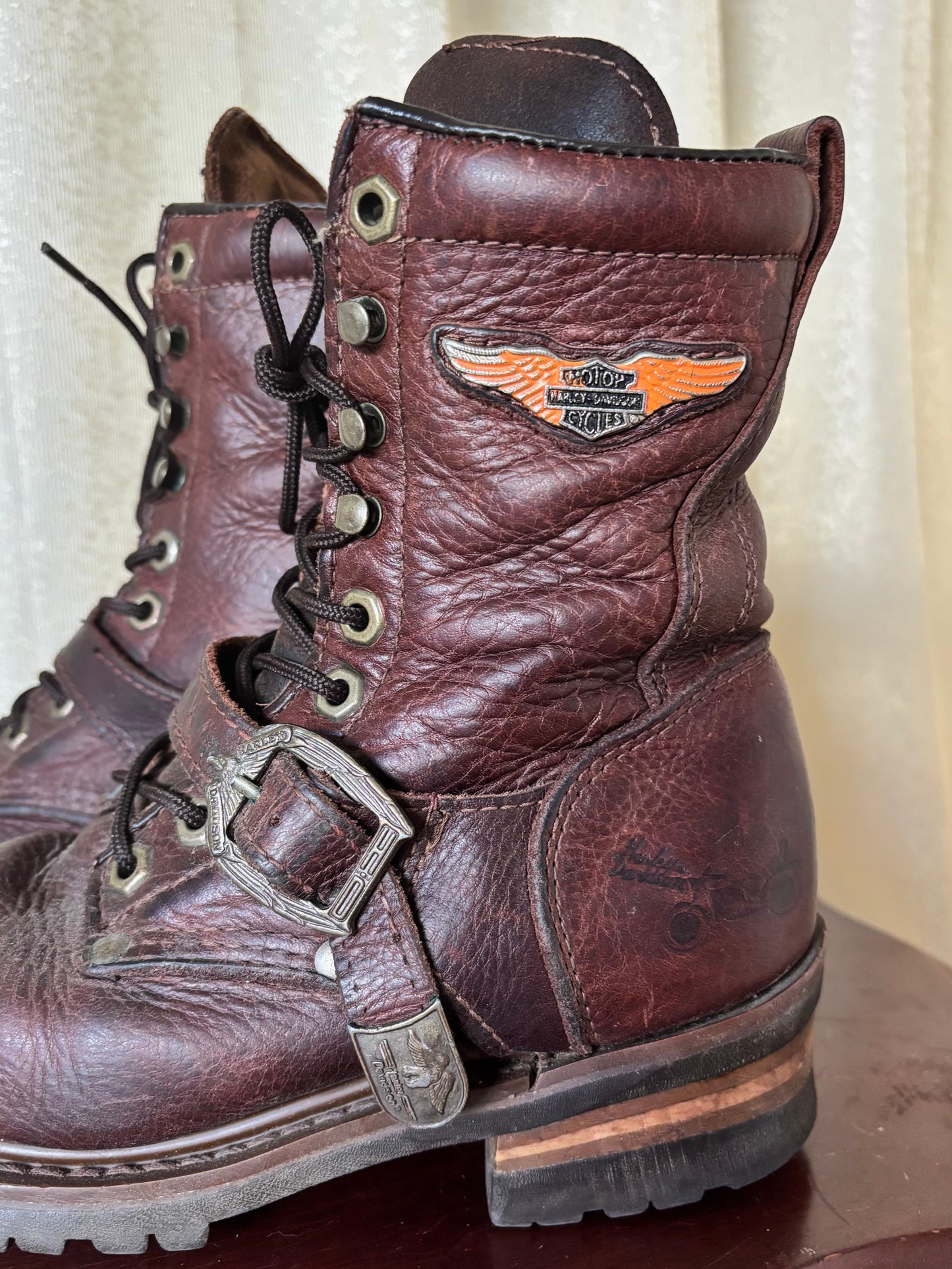 90s/00s Harley Davidson brown buckle combat boots
