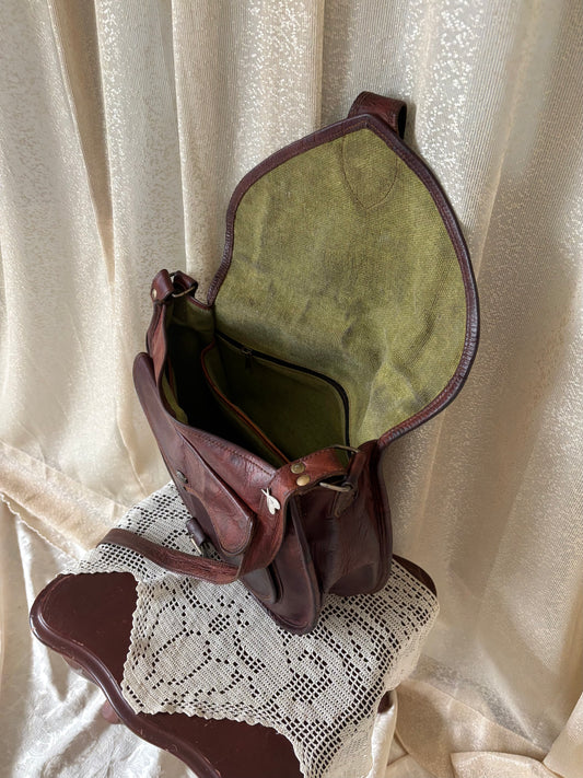 90s leather messenger crossbody with CASA pin