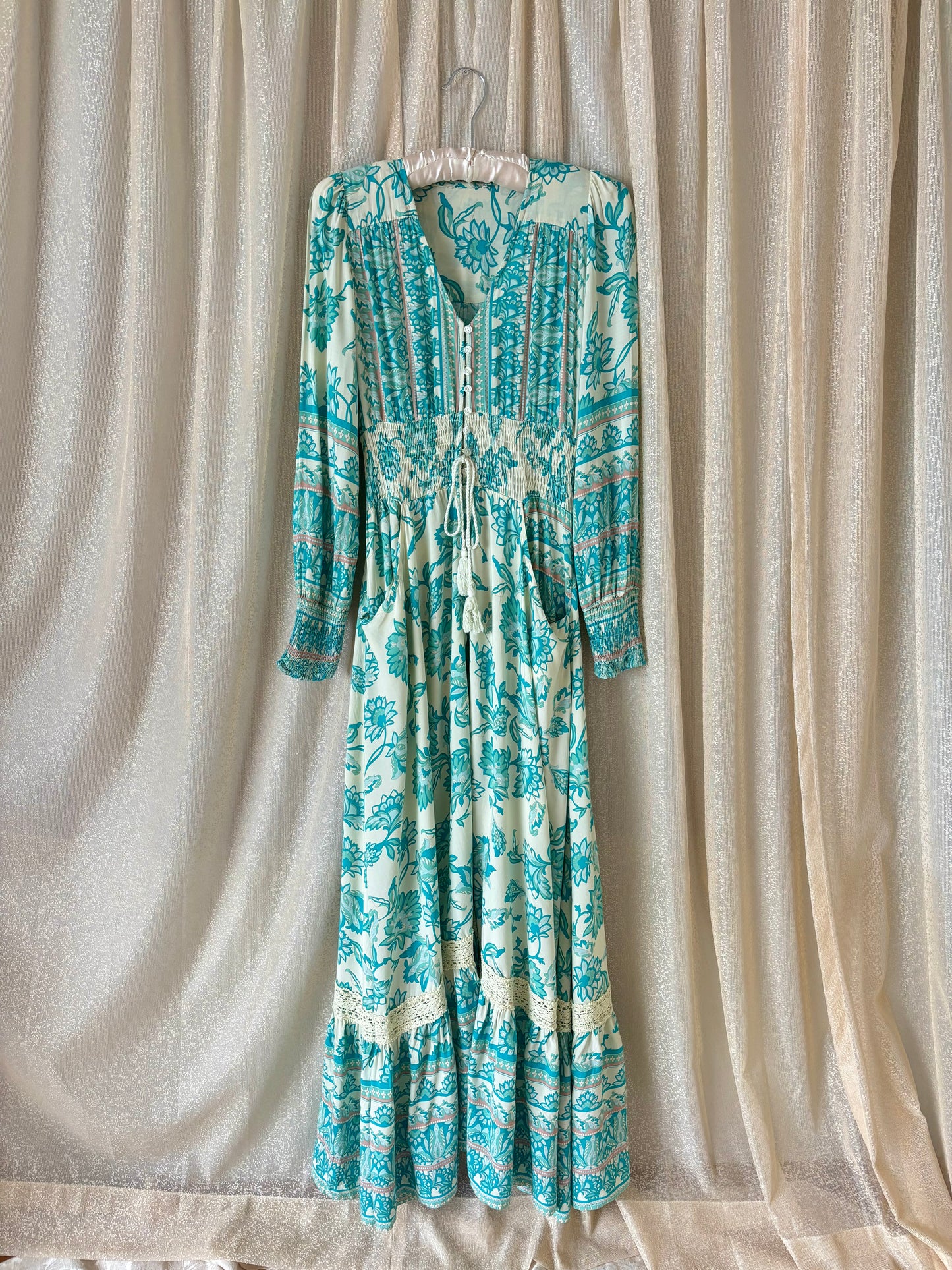 Jaase Sabrina teal boho maxi dress