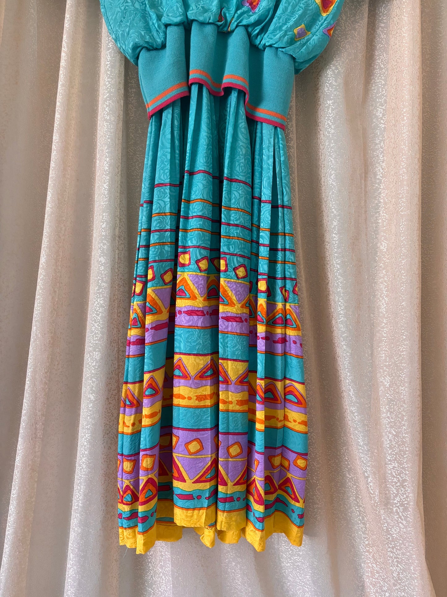 80s Adrianna Papell silk geometric striped dress