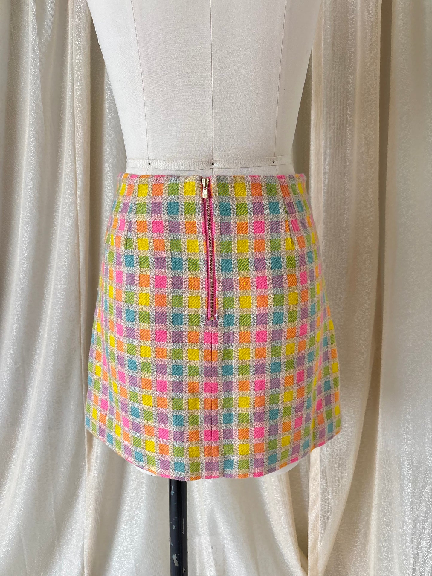 Lilly Pulitzer checkered bouclé mini skirt