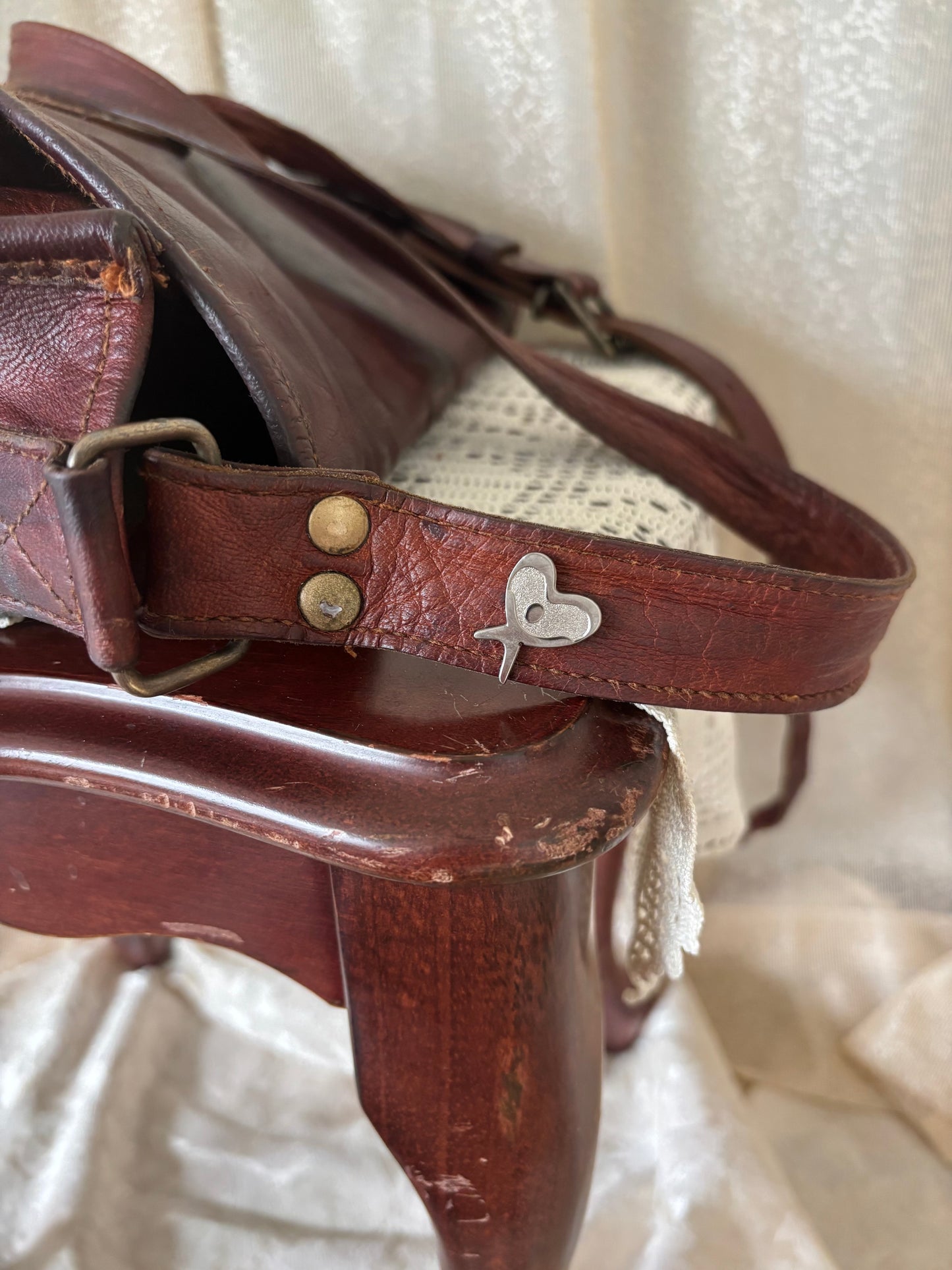 90s leather messenger crossbody with CASA pin