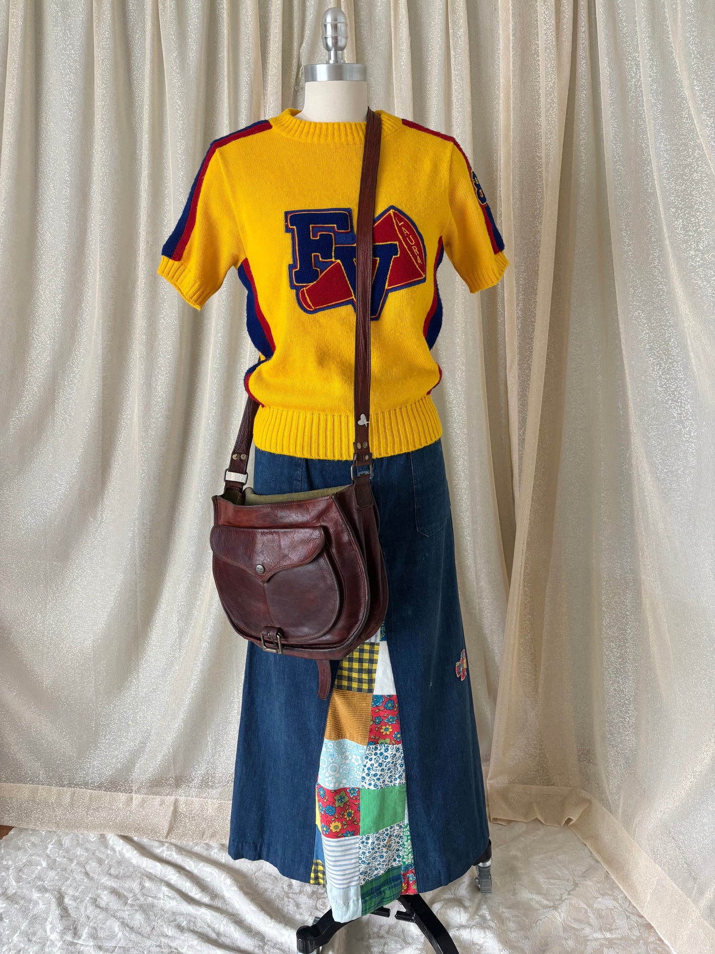 90s leather messenger crossbody with CASA pin