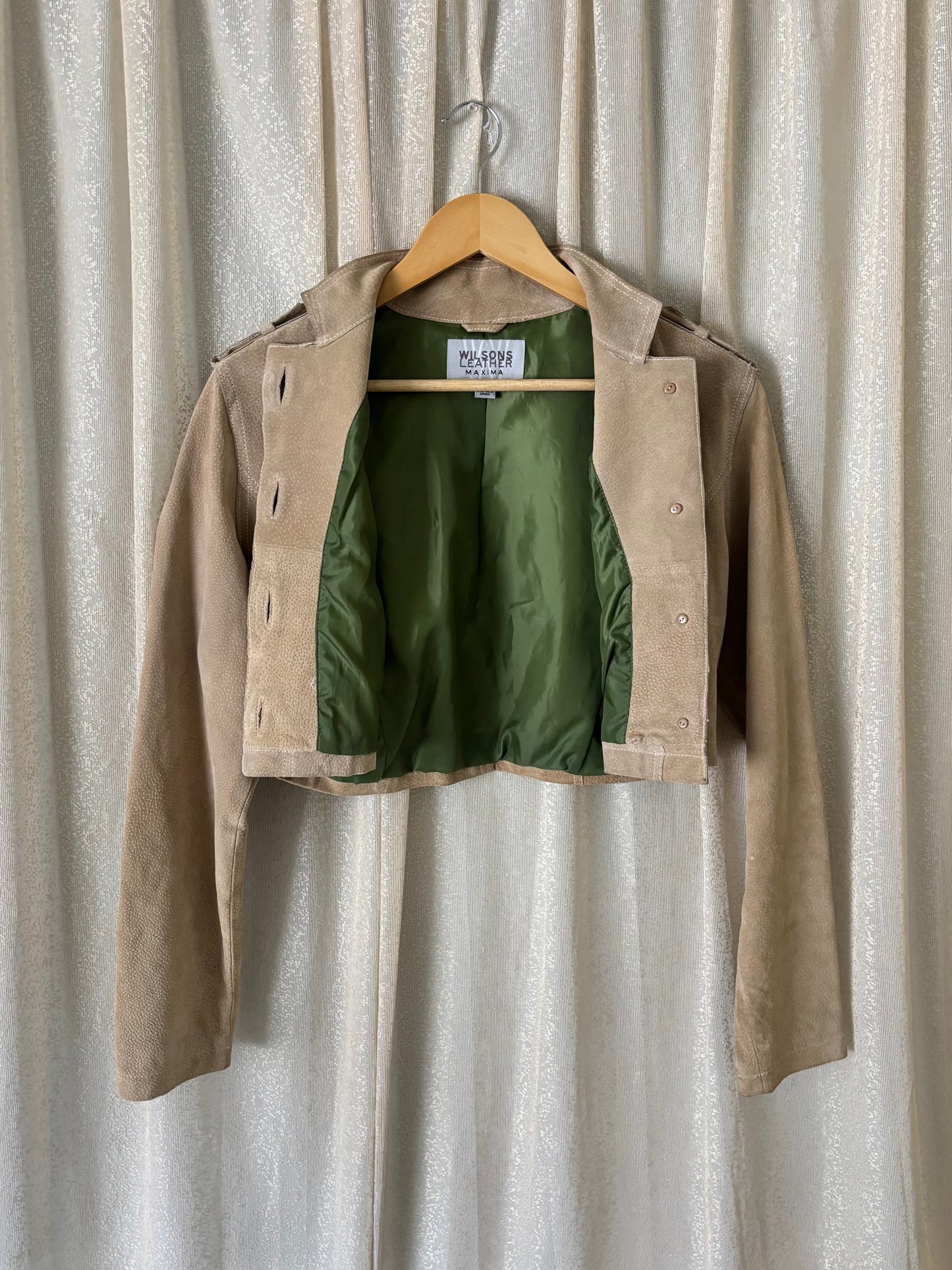 90s/00s Wilsons Maxima suede cropped military jacket