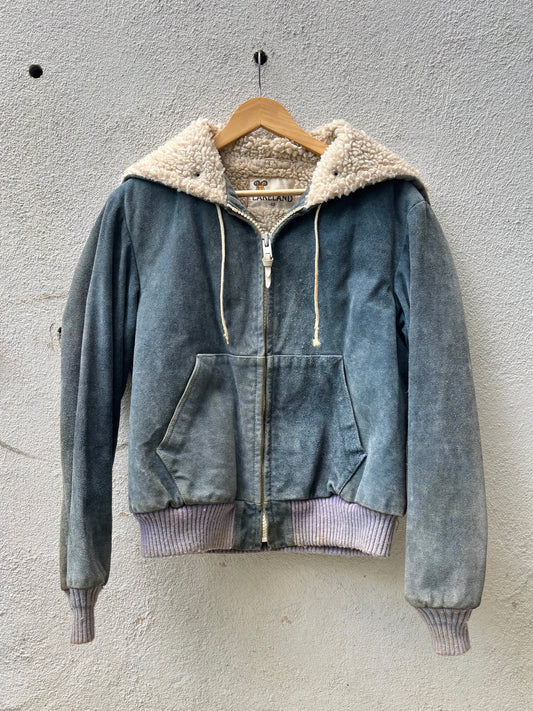 Vintage Lakeland distressed suede sherpa hooded jacket