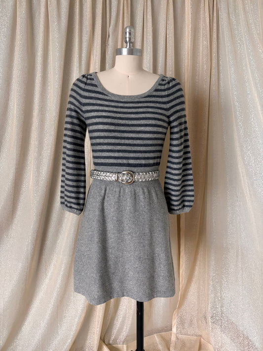 Grey striped wool and cashmere mini dress