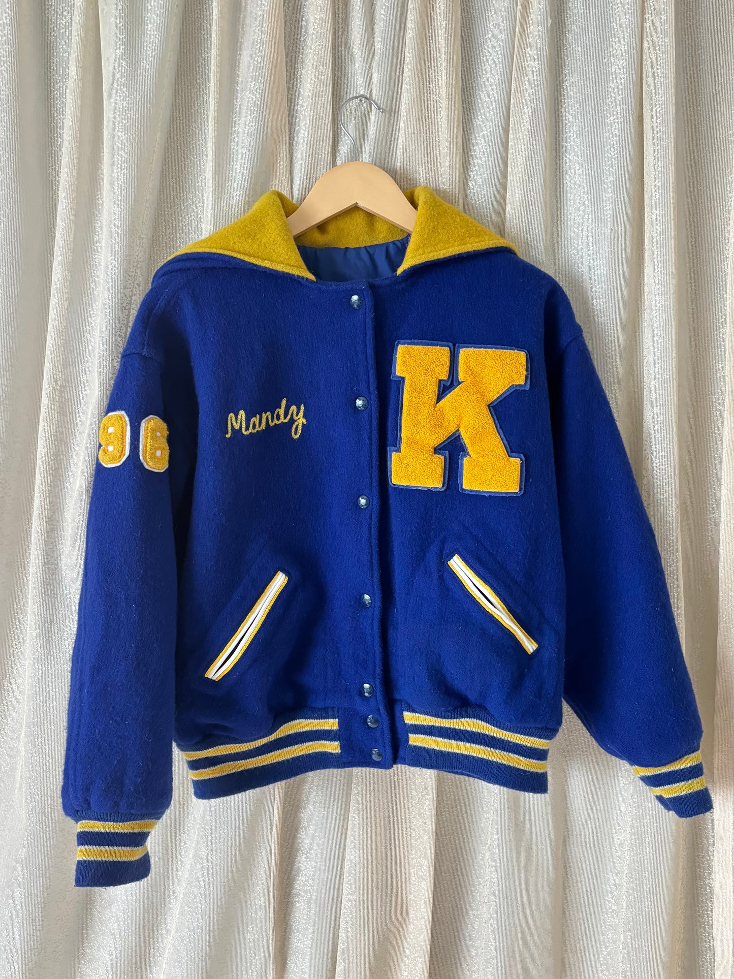 80s custom wool baseball patch varsity jacket