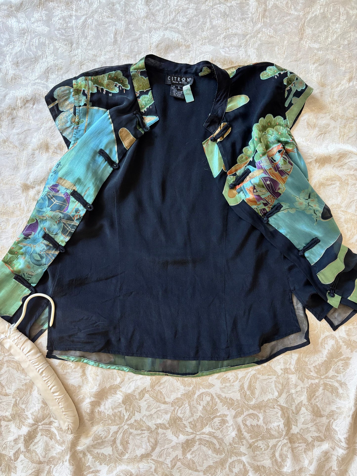 Citron painted qipao-style top