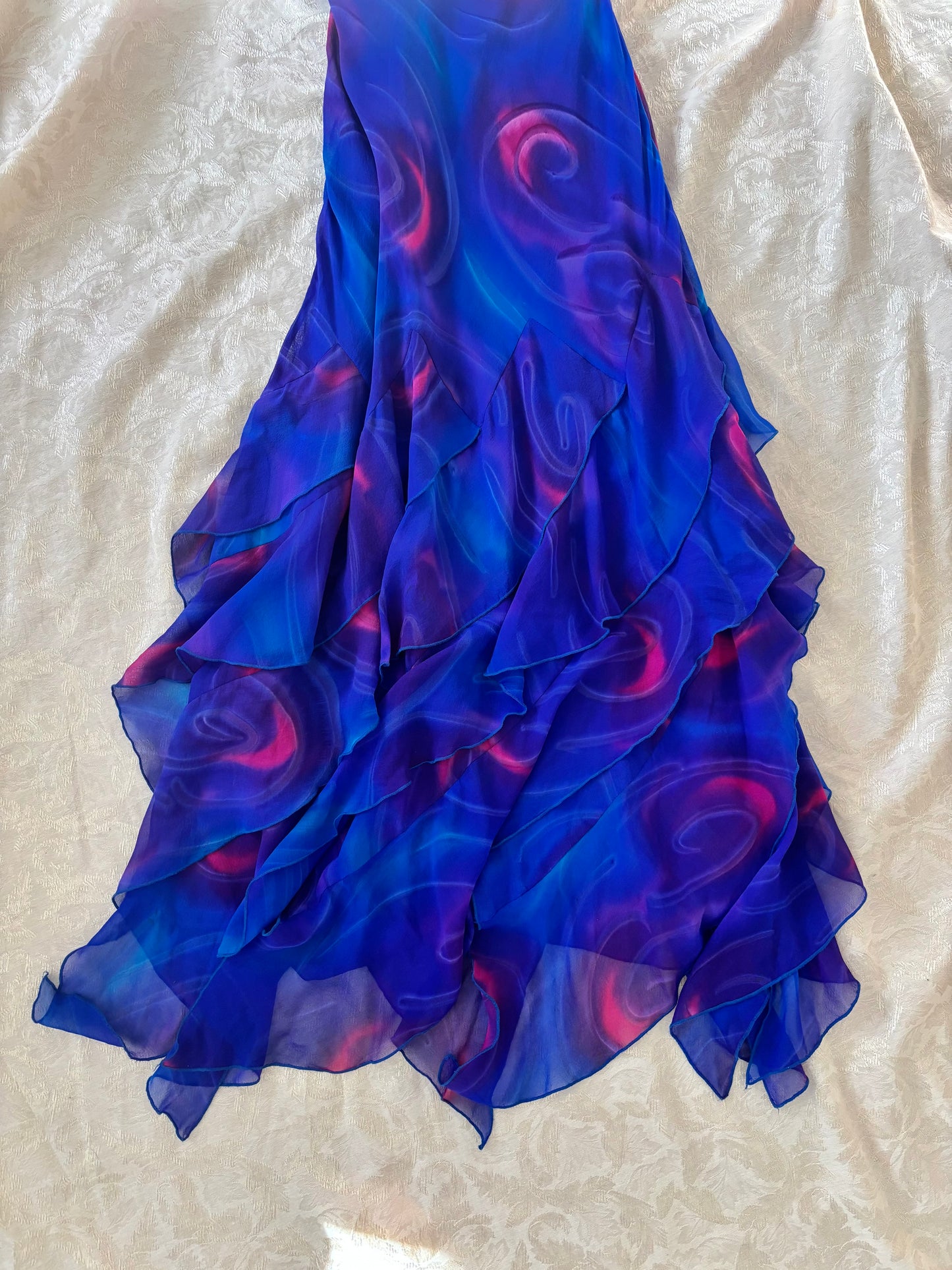 90s silk swirl maxi dress