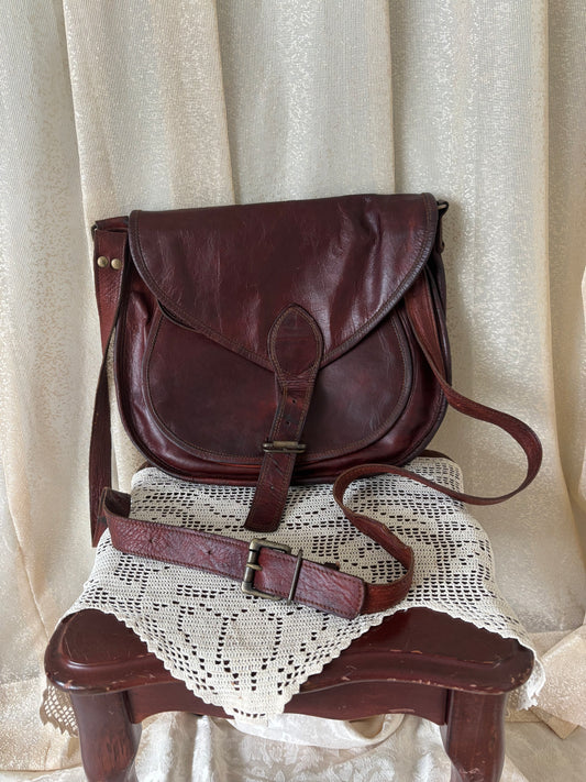 90s leather messenger crossbody with CASA pin