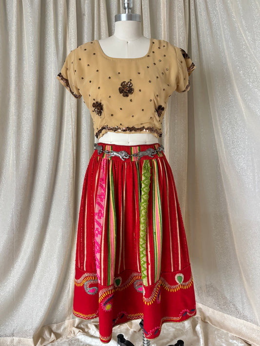 50s embroidered wool traditional Portuguese folk skirt