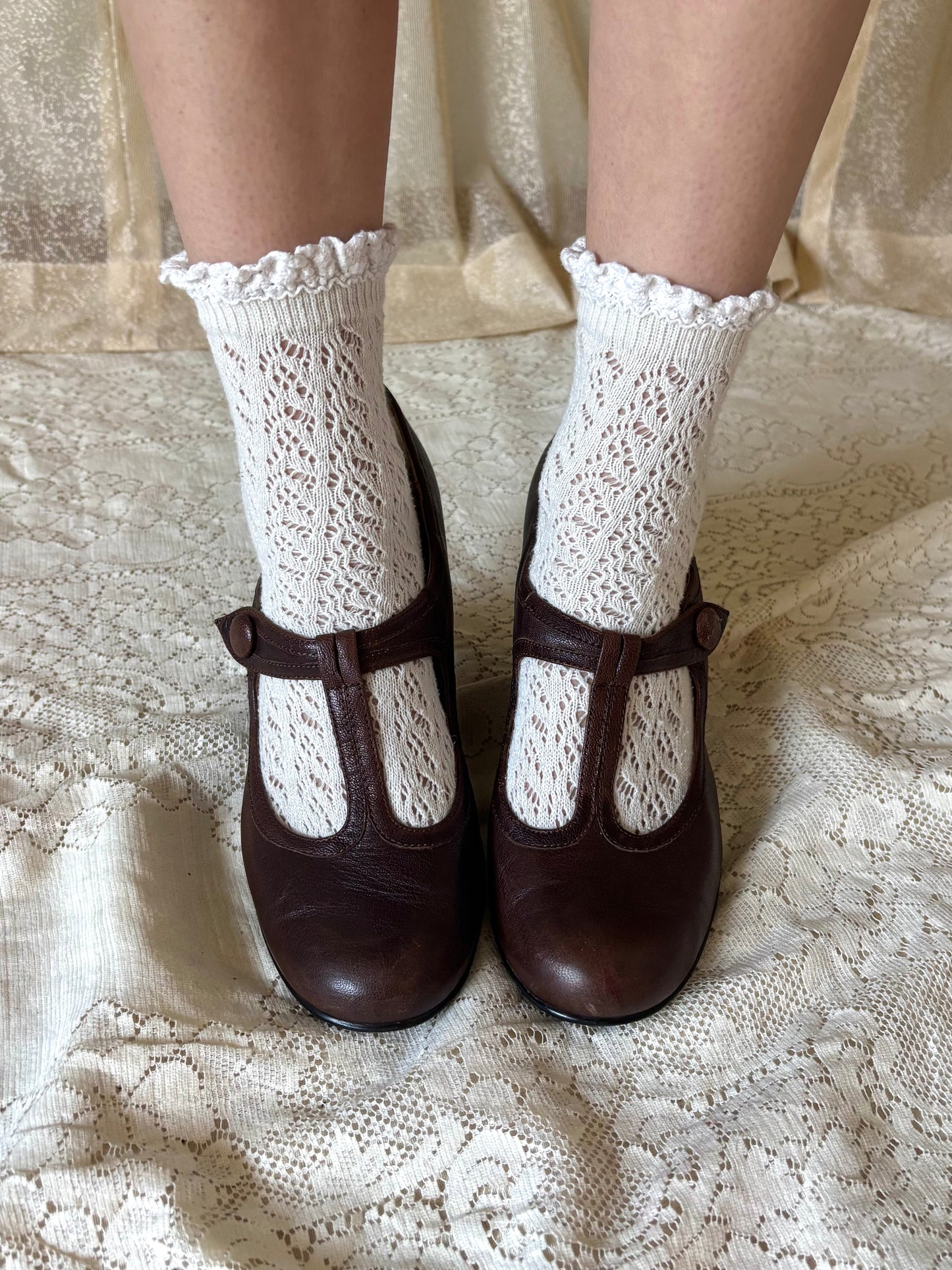 Brown t-strap mary janes