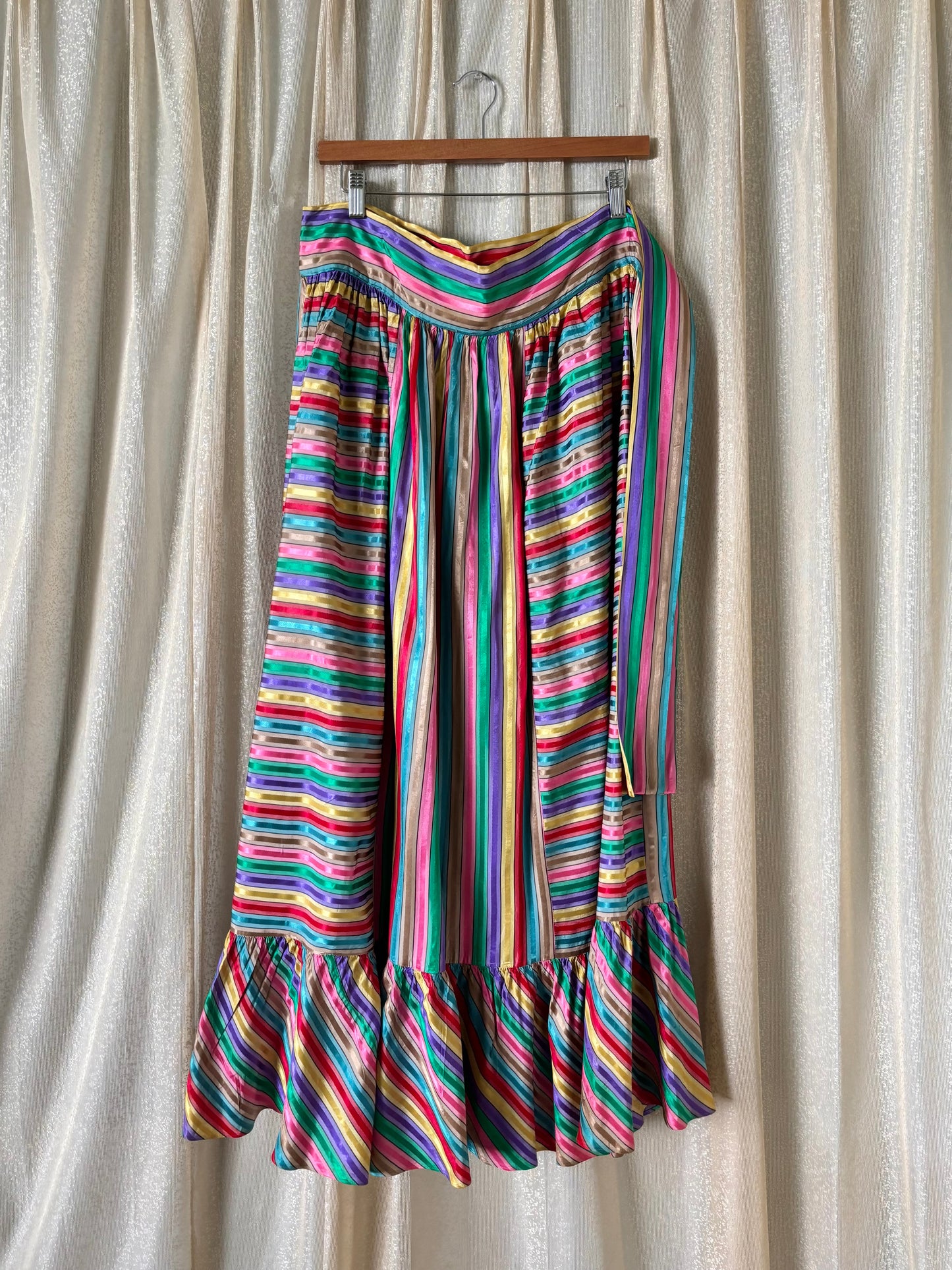60s Joseph Magnin rainbow ribbon maxi skirt