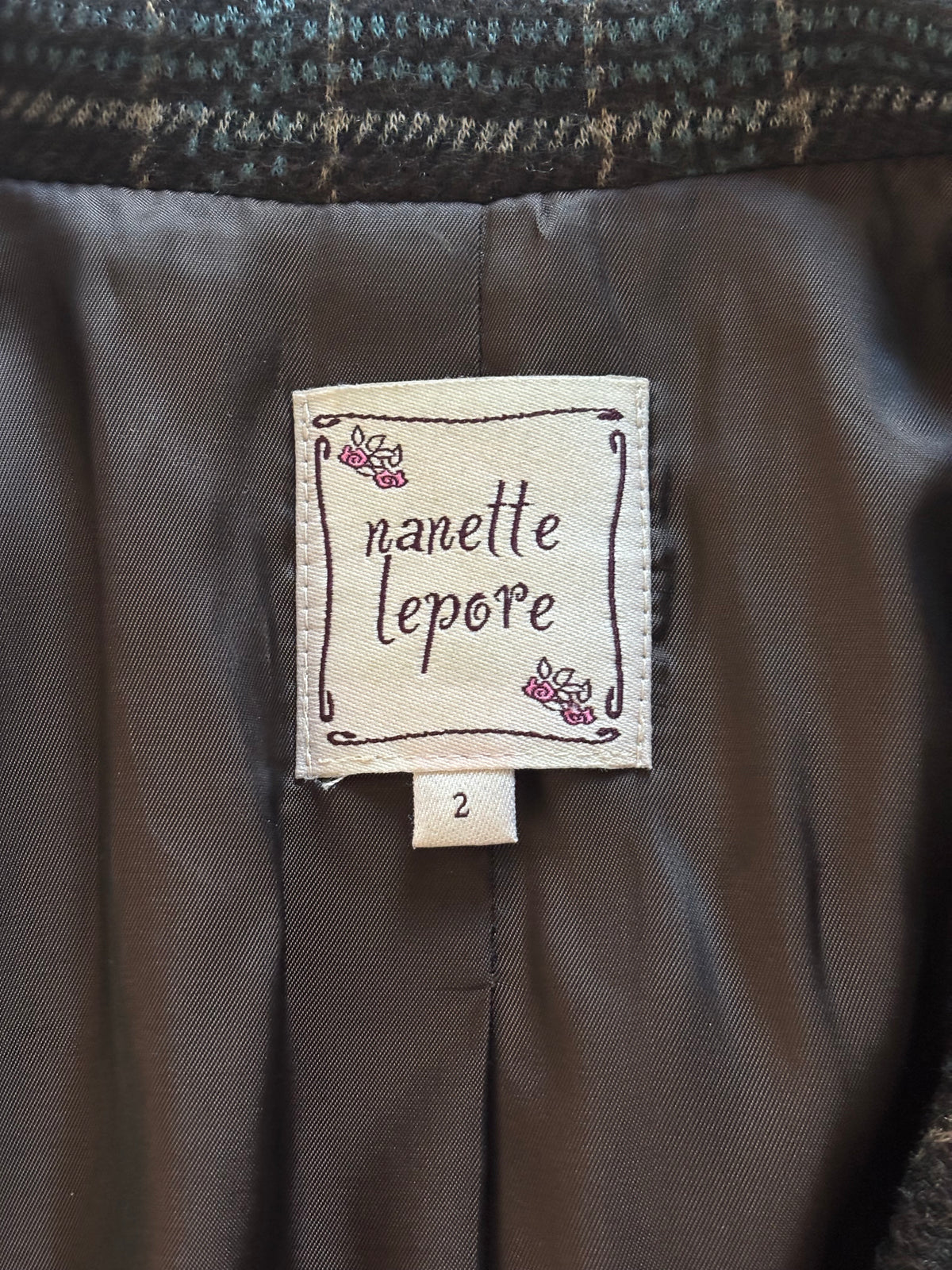 00s Nanette Lepore wool checkered blazer