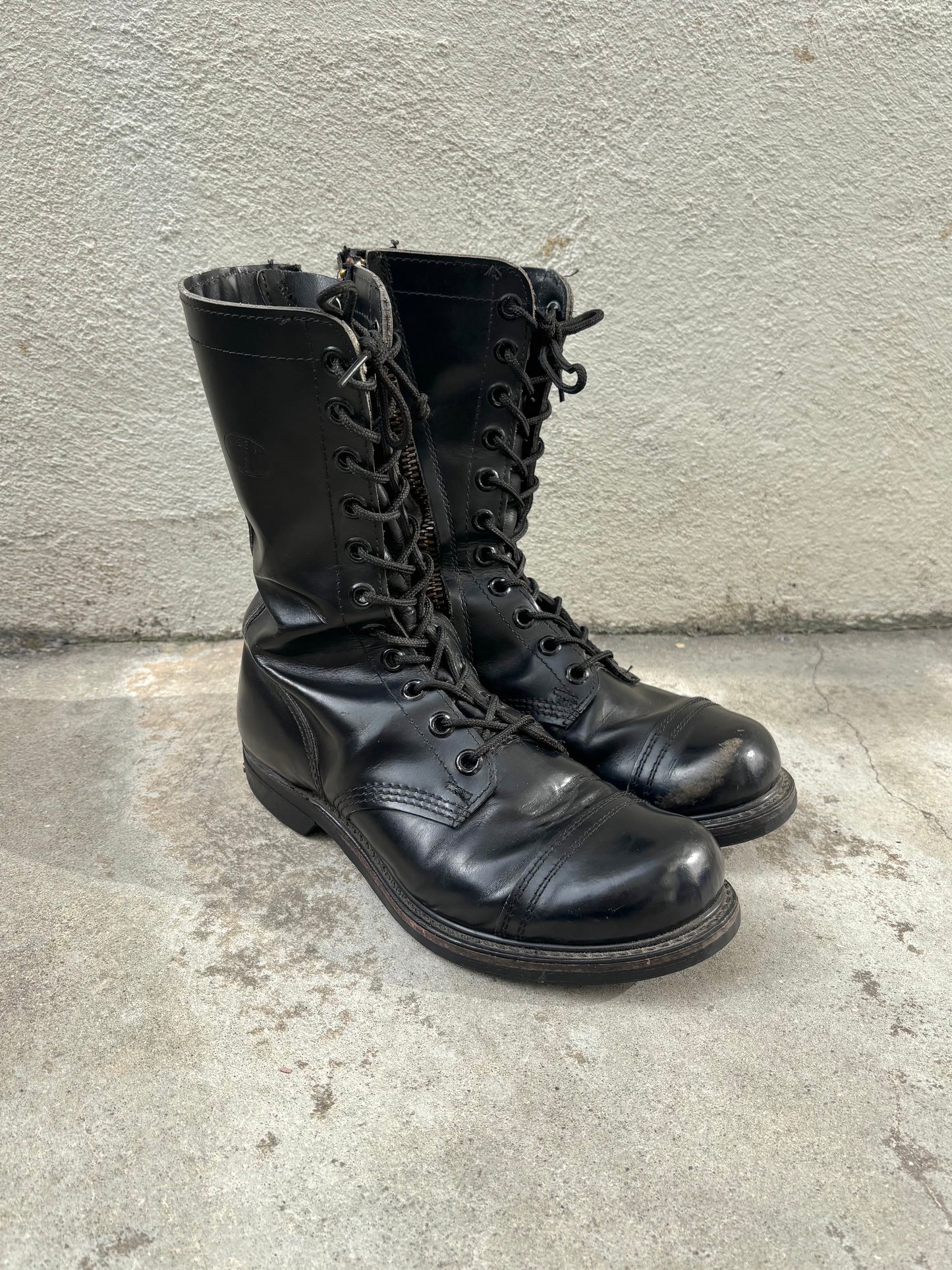 70s diagonal zip lace-up jump boots