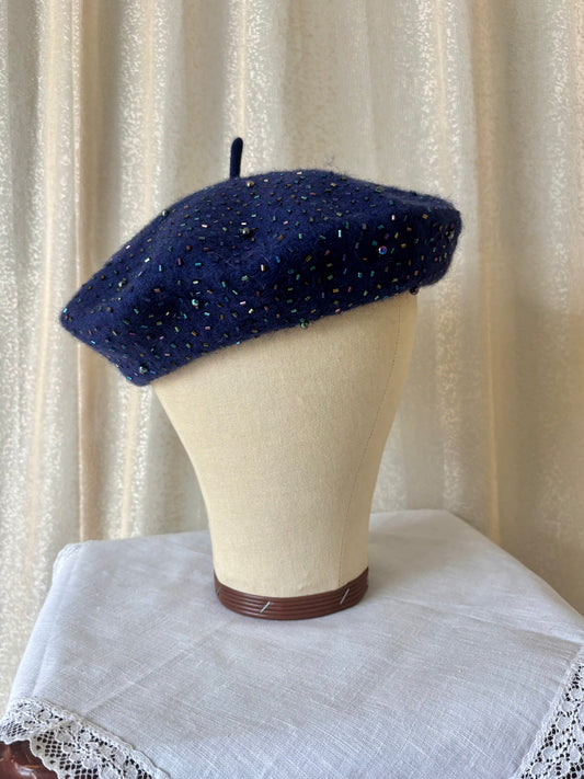 Beaded wool beret