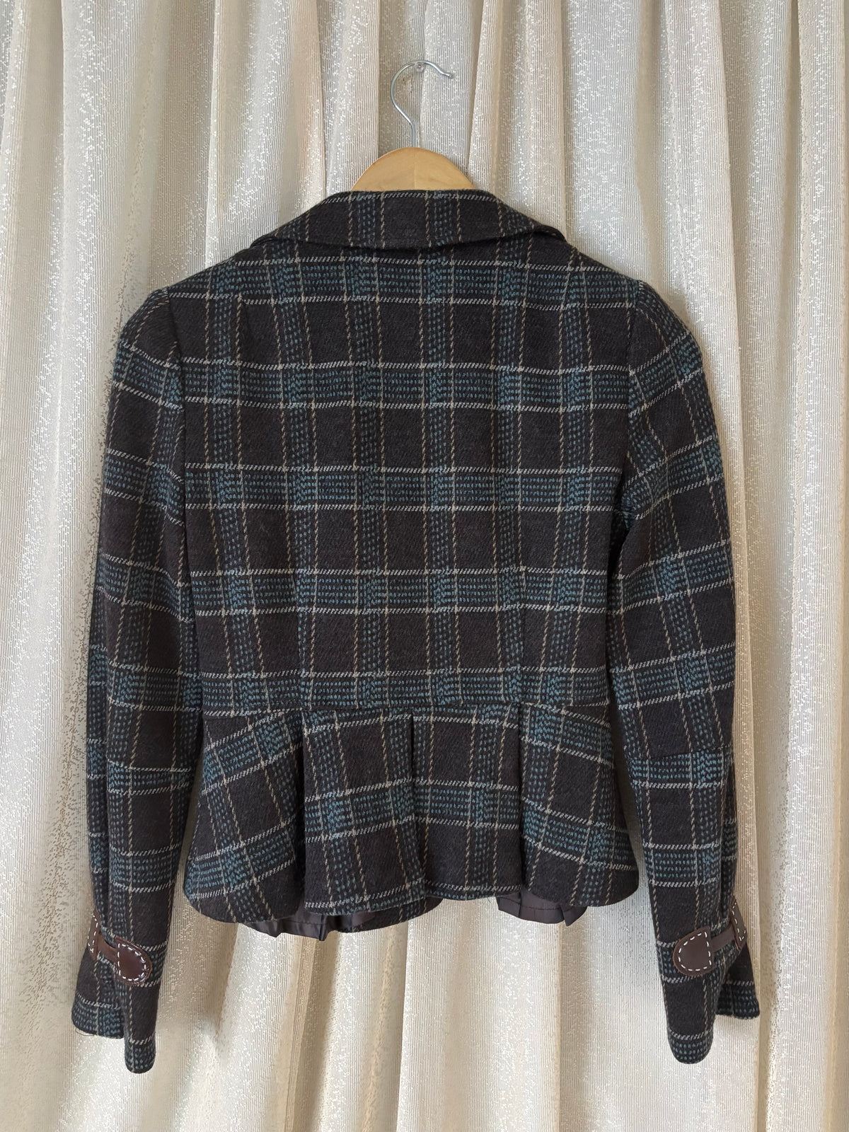00s Nanette Lepore wool checkered blazer