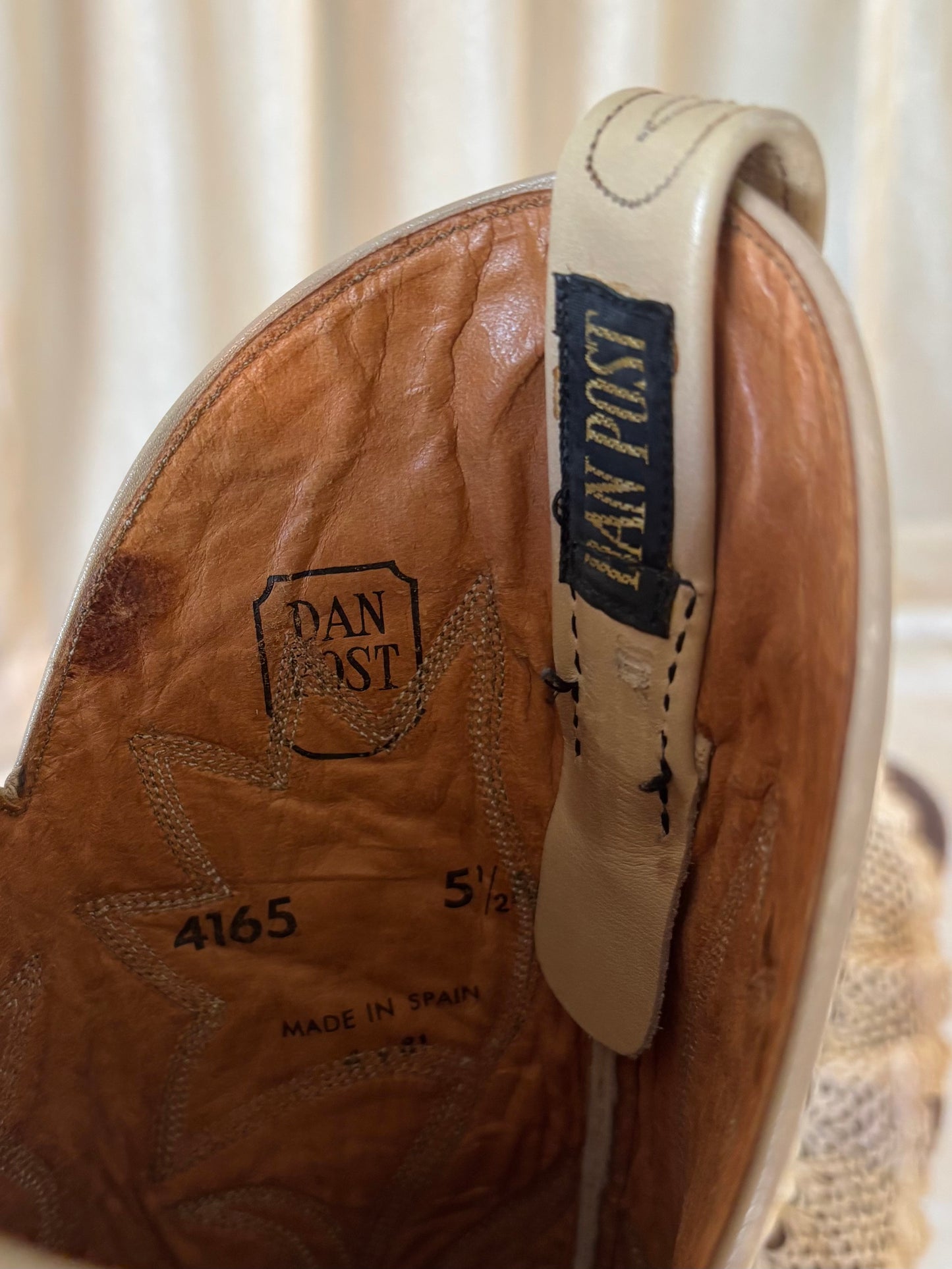 70s Dan Post leather tulip inlay Western boots