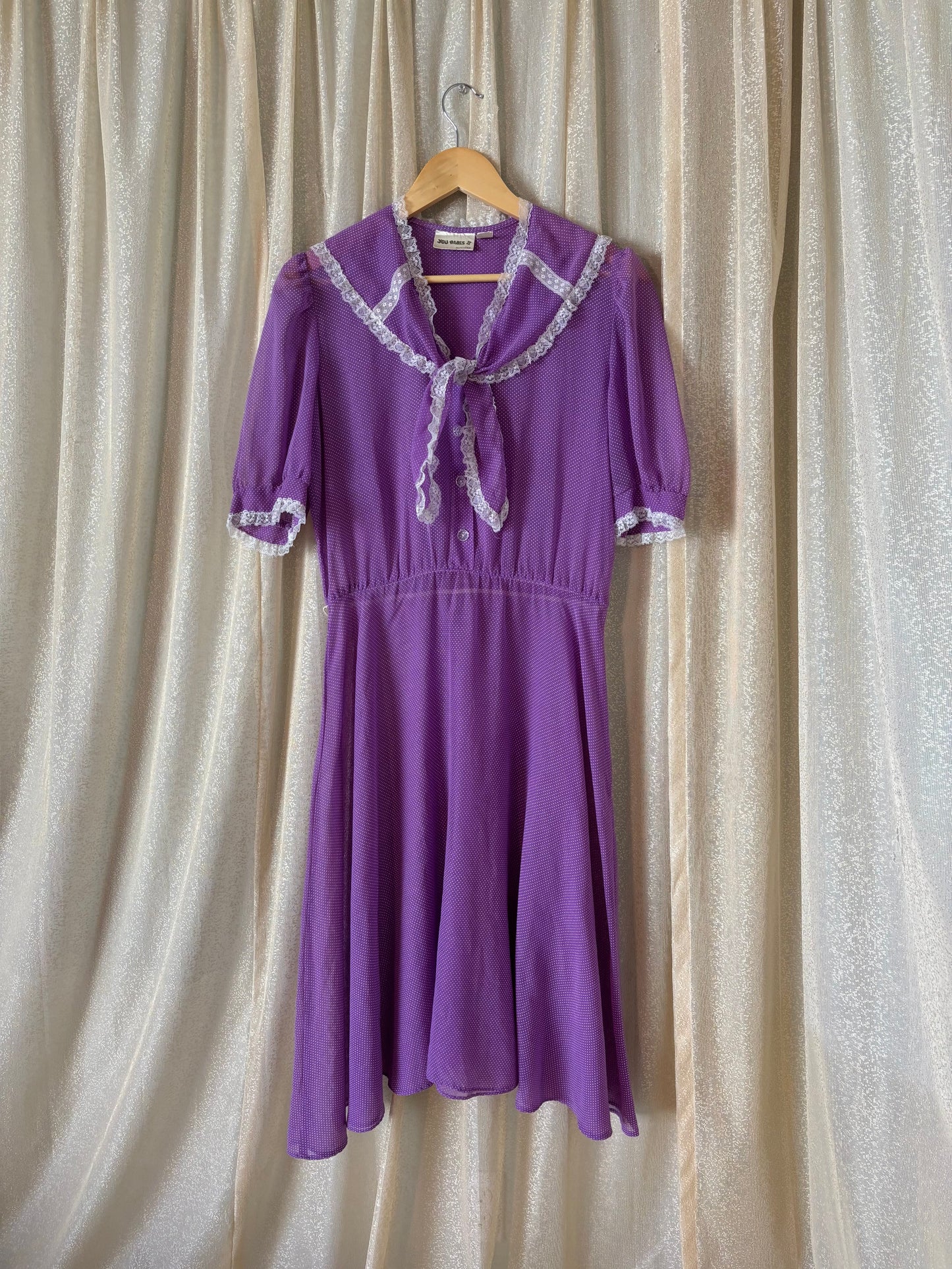 80s You Babes II purple polka dot prairie dress