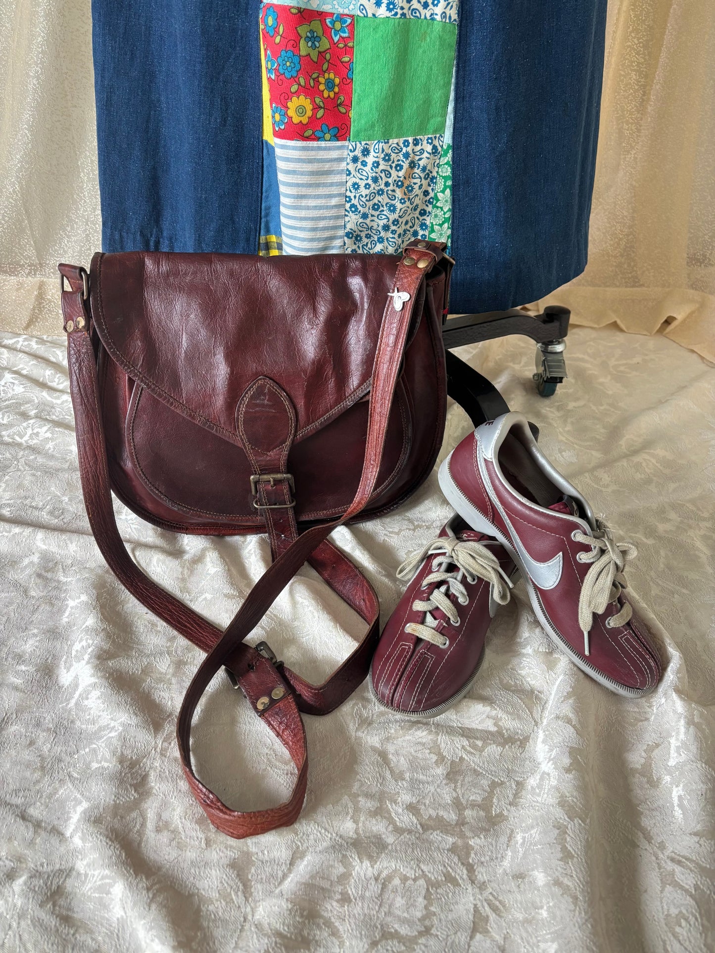 90s leather messenger crossbody with CASA pin