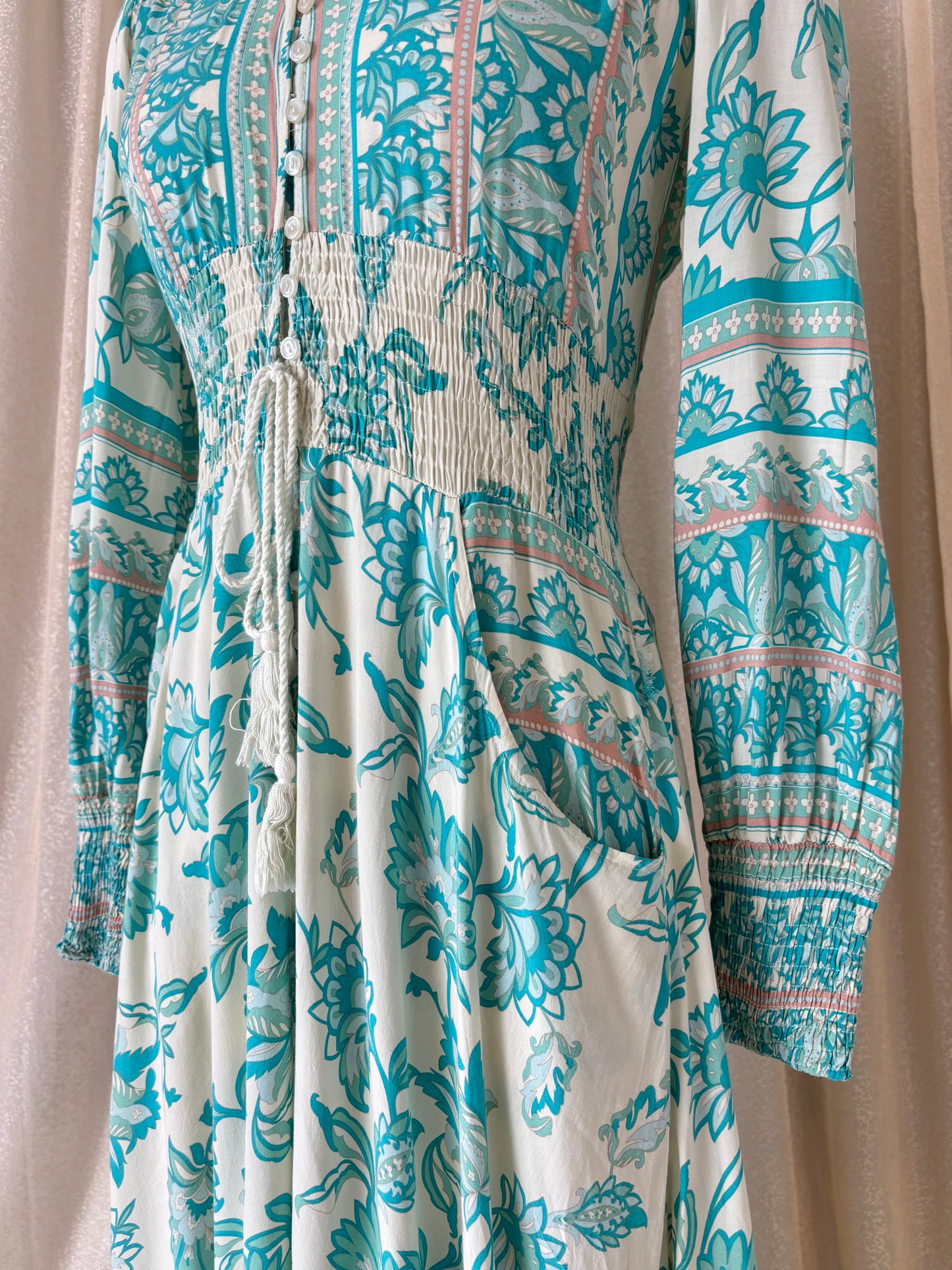 Jaase Sabrina teal boho maxi dress
