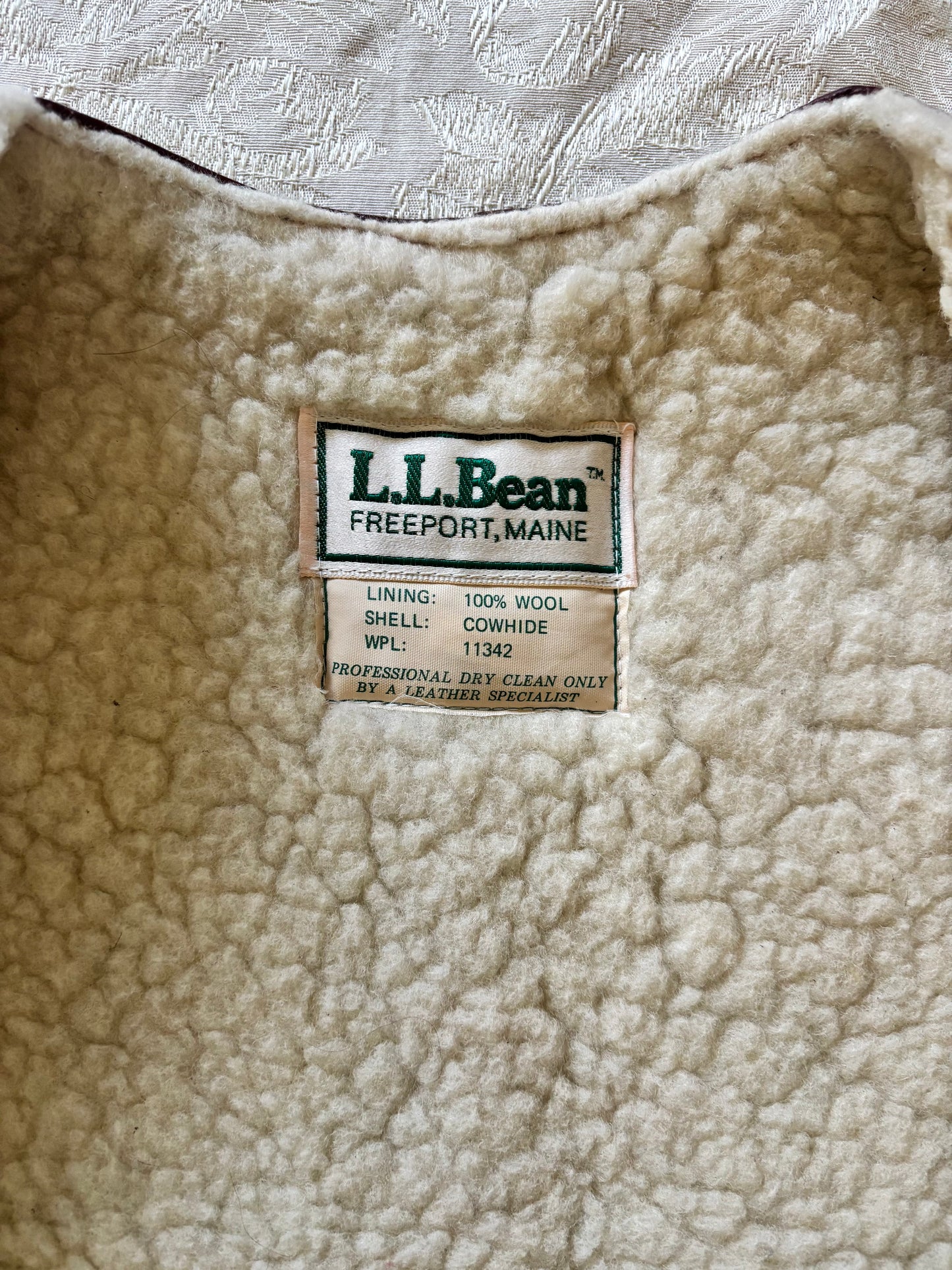 Vintage L.L.Bean leather wool vest