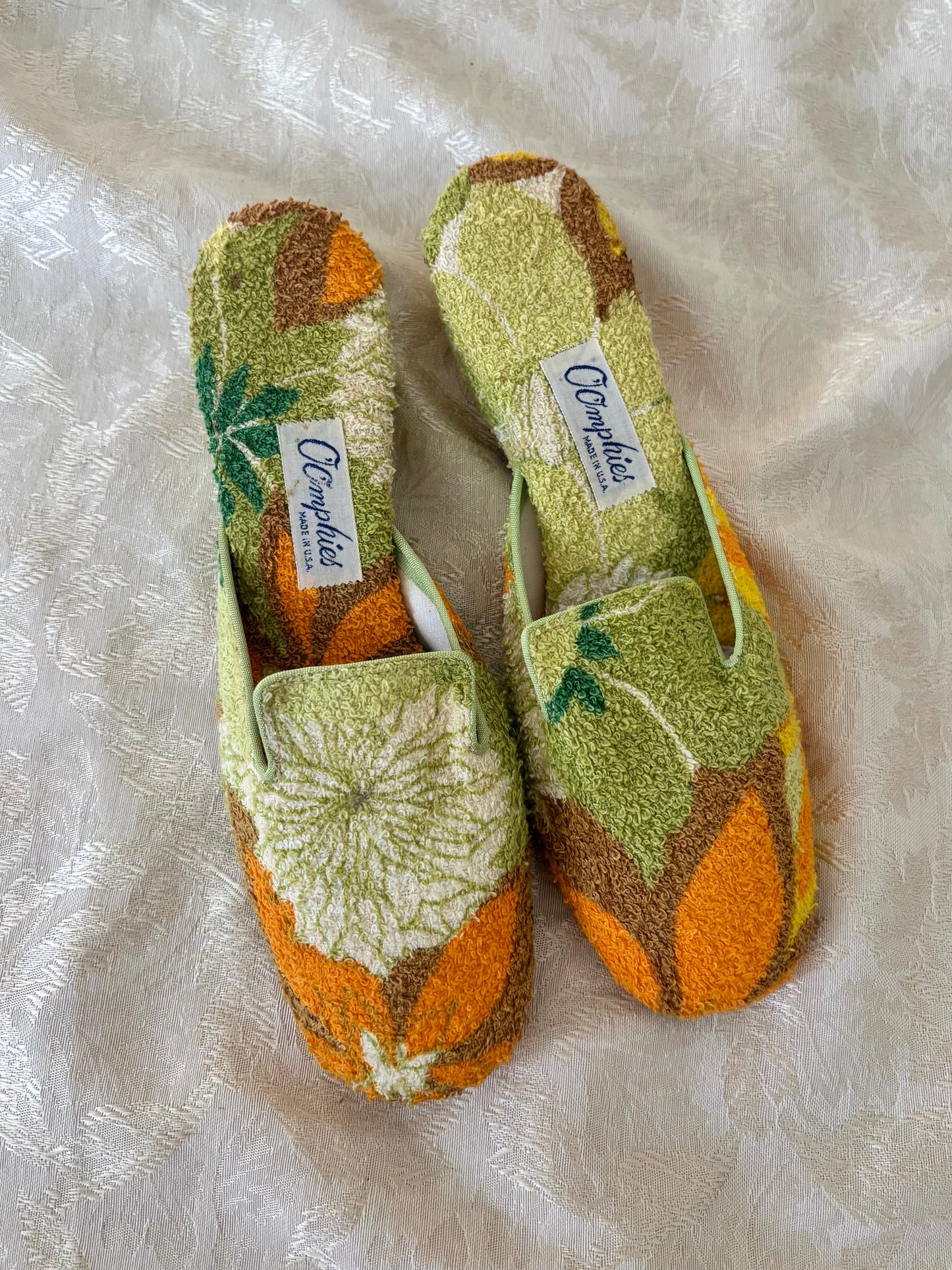 70s Oomphies terrycloth floral mules