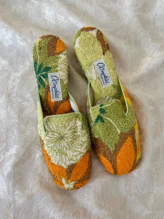 70s Oomphies terrycloth floral mules