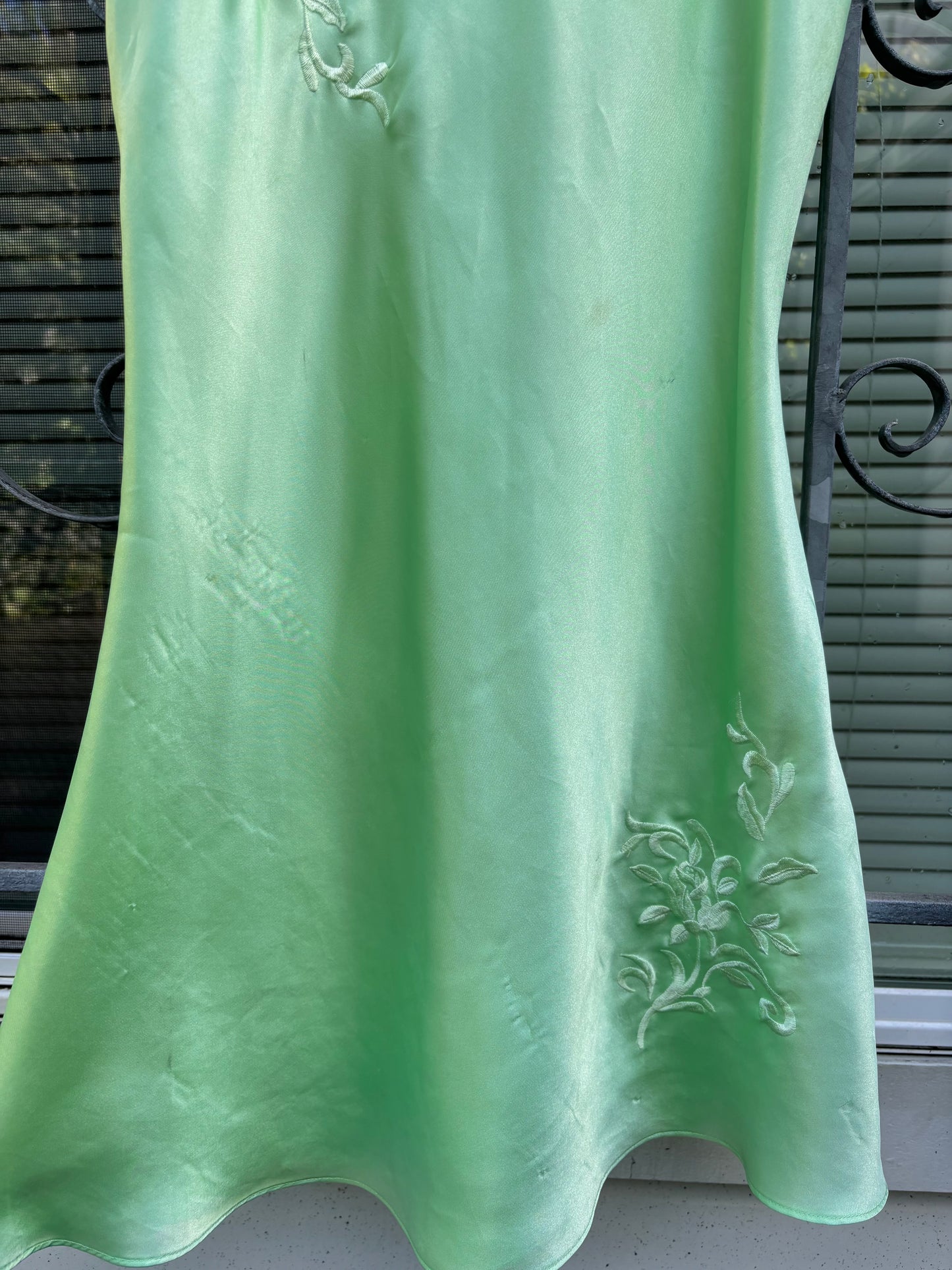 80s green floral slip