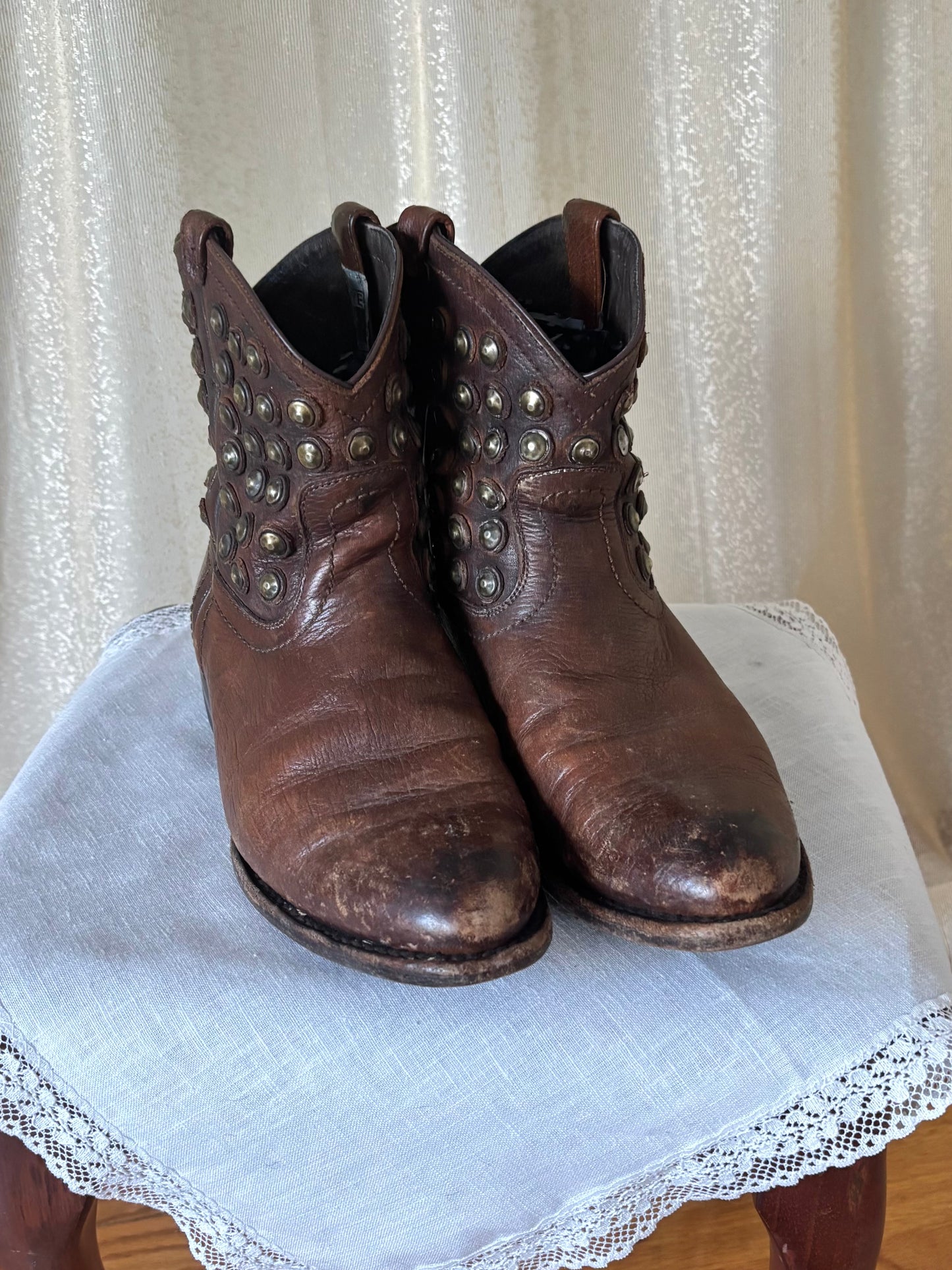 Studded leather Frye boots