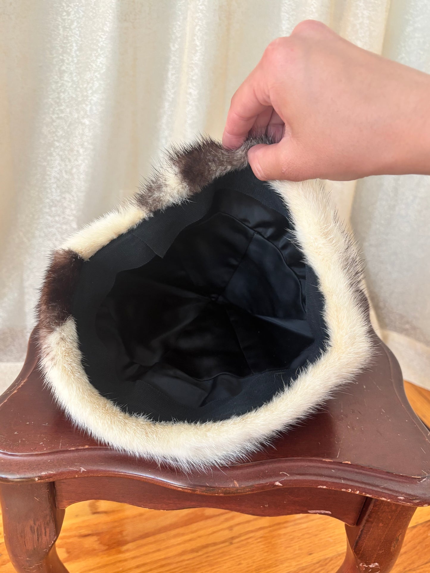 Vintage black cross mink hat