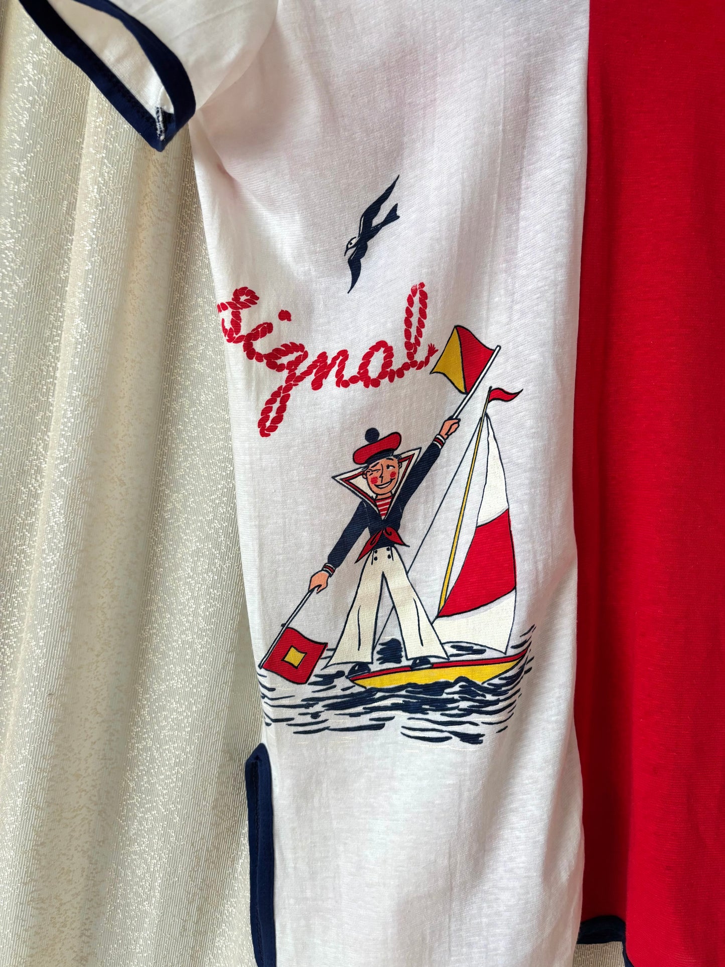70s/80s "got ya signal" split sailor sleep shirt