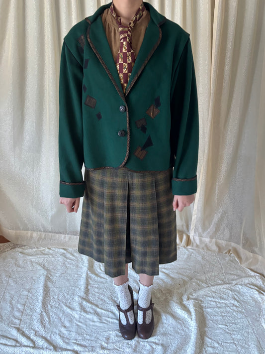 Wool geometric applique blazer jacket