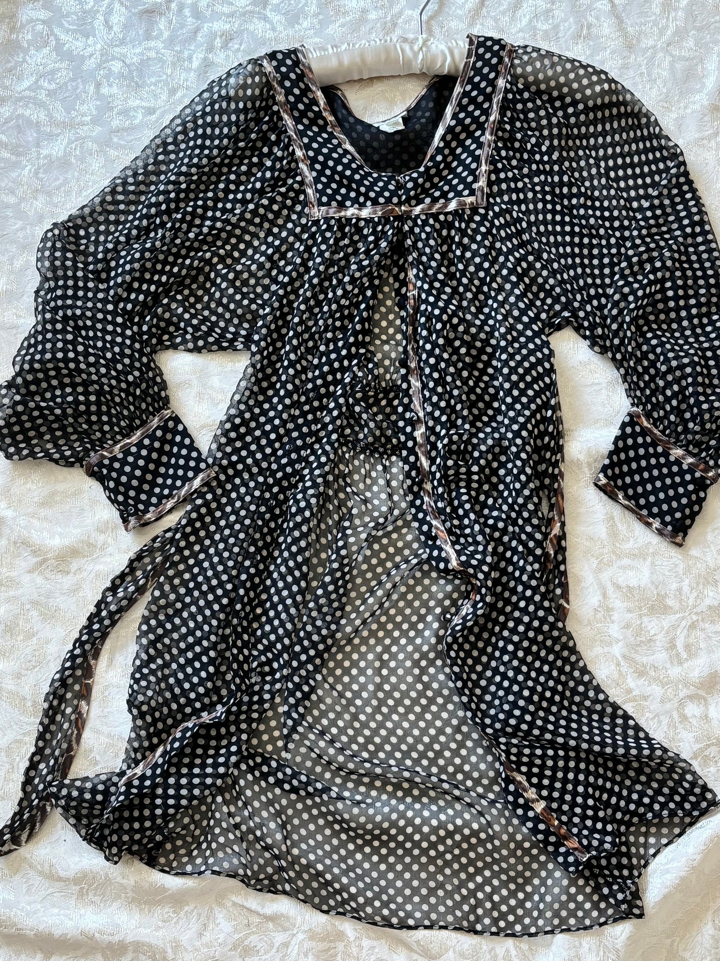 Sheer silk polka dot dress