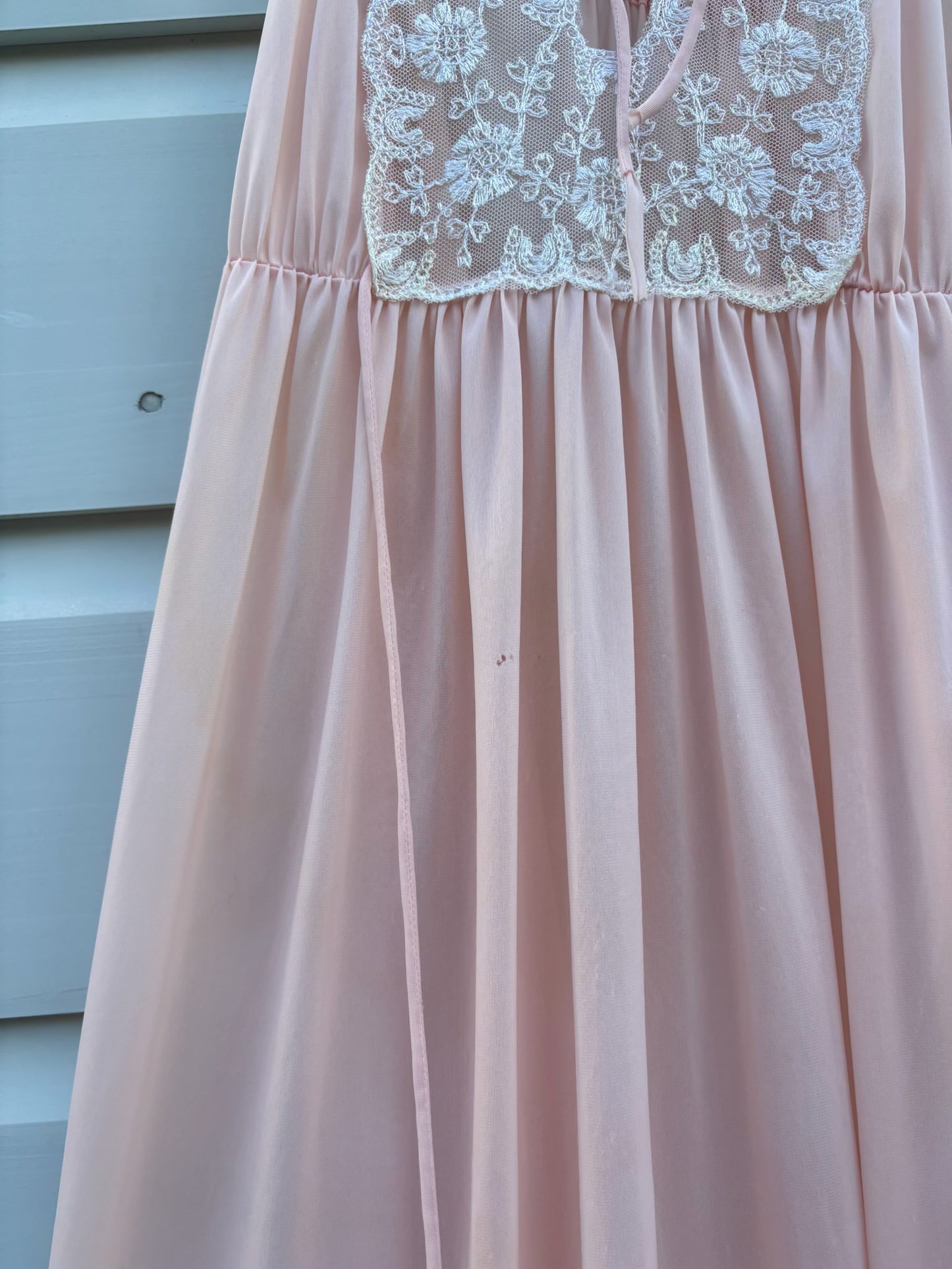 Vintage pink embroidered lace nightgown