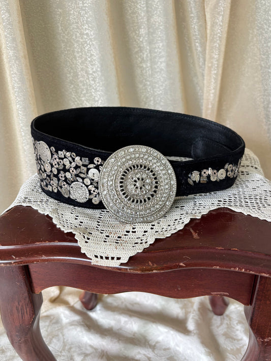 Vintage Chico's statement leather metal embellished belt