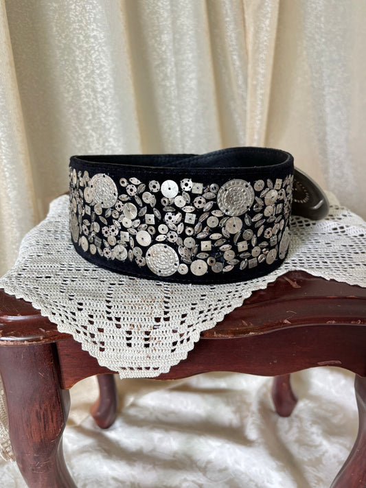 Vintage Chico's statement leather metal embellished belt