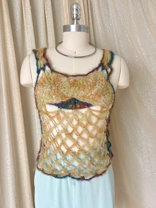 Vintage multicolored handwoven mohair top