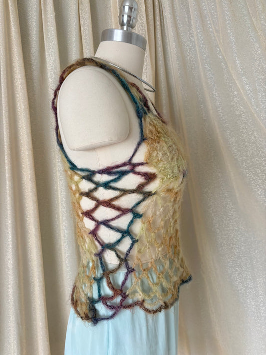 Vintage multicolored handwoven mohair top